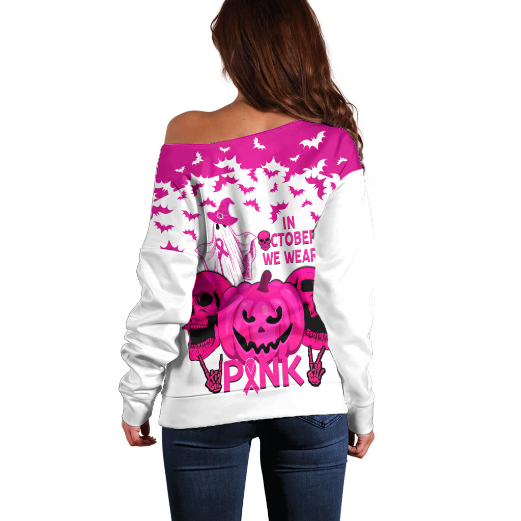 in-october-we-wear-pink-breast-cancer-off-shoulder-sweater-halloween-skull-with-pumkin-white-version