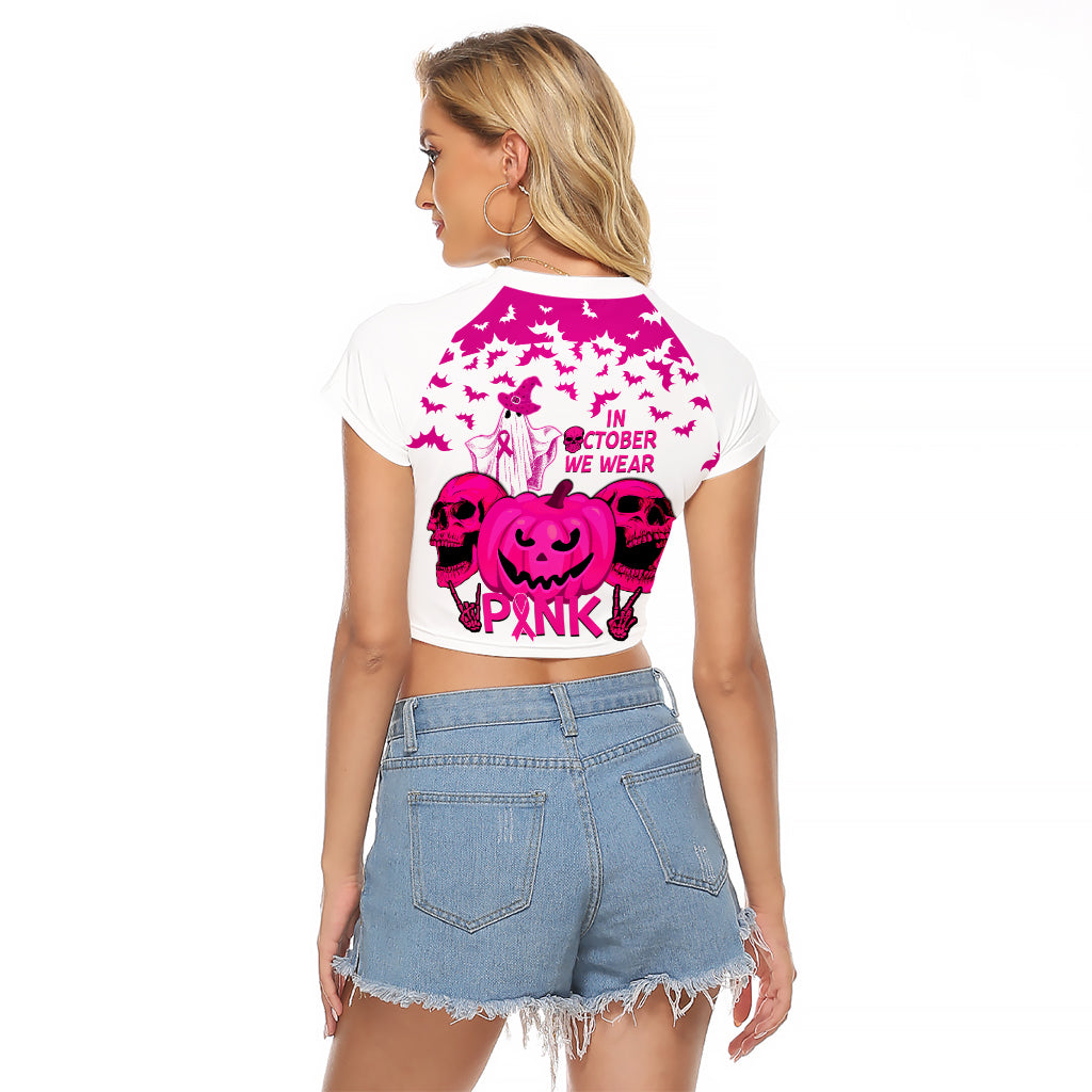 in-october-we-wear-pink-breast-cancer-raglan-cropped-t-shirt-halloween-skull-with-pumkin-white-version