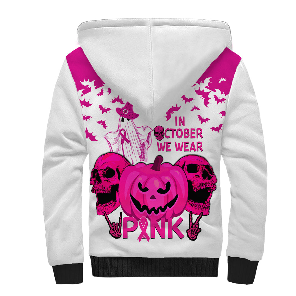 in-october-we-wear-pink-breast-cancer-sherpa-hoodie-halloween-skull-with-pumkin-white-version