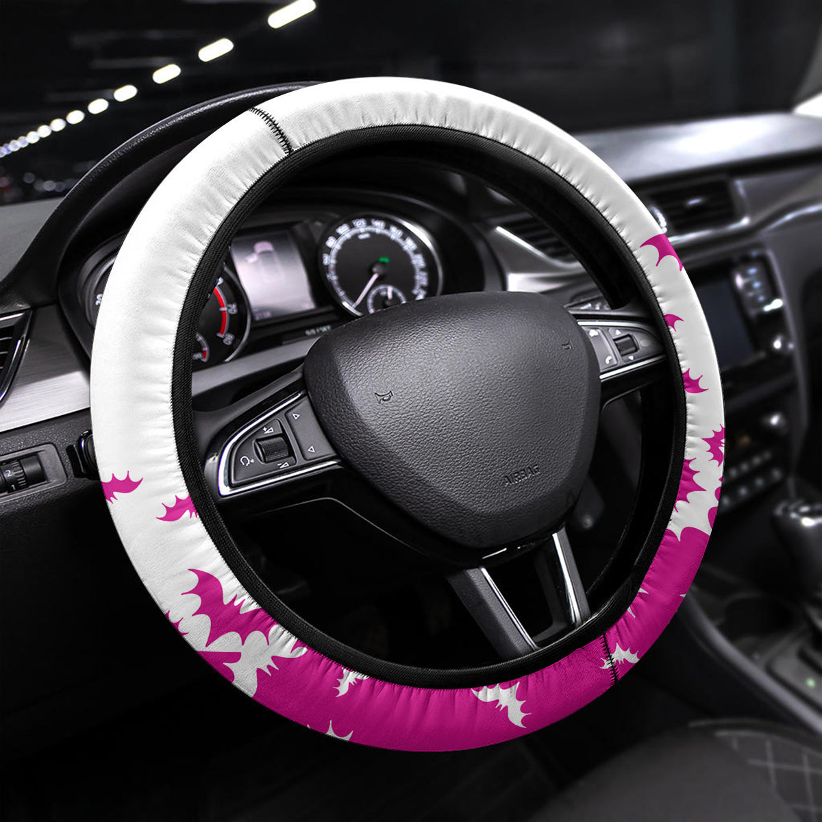 in-october-we-wear-pink-breast-cancer-steering-wheel-cover-halloween-skull-with-pumkin-white-version