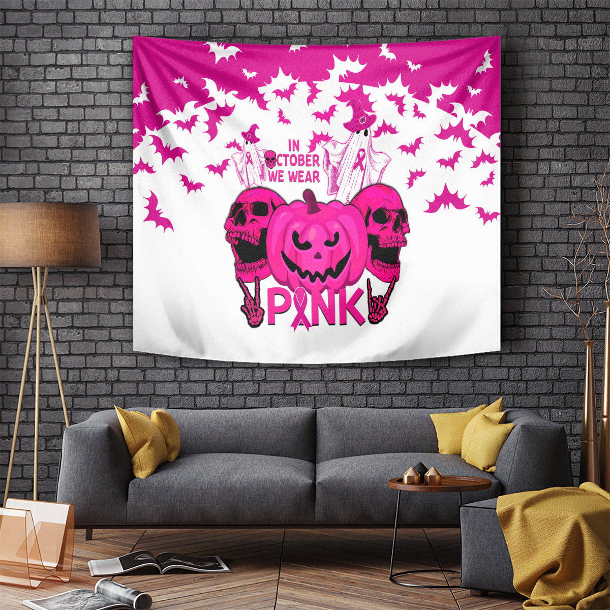 in-october-we-wear-pink-breast-cancer-tapestry-halloween-skull-with-pumkin-white-version