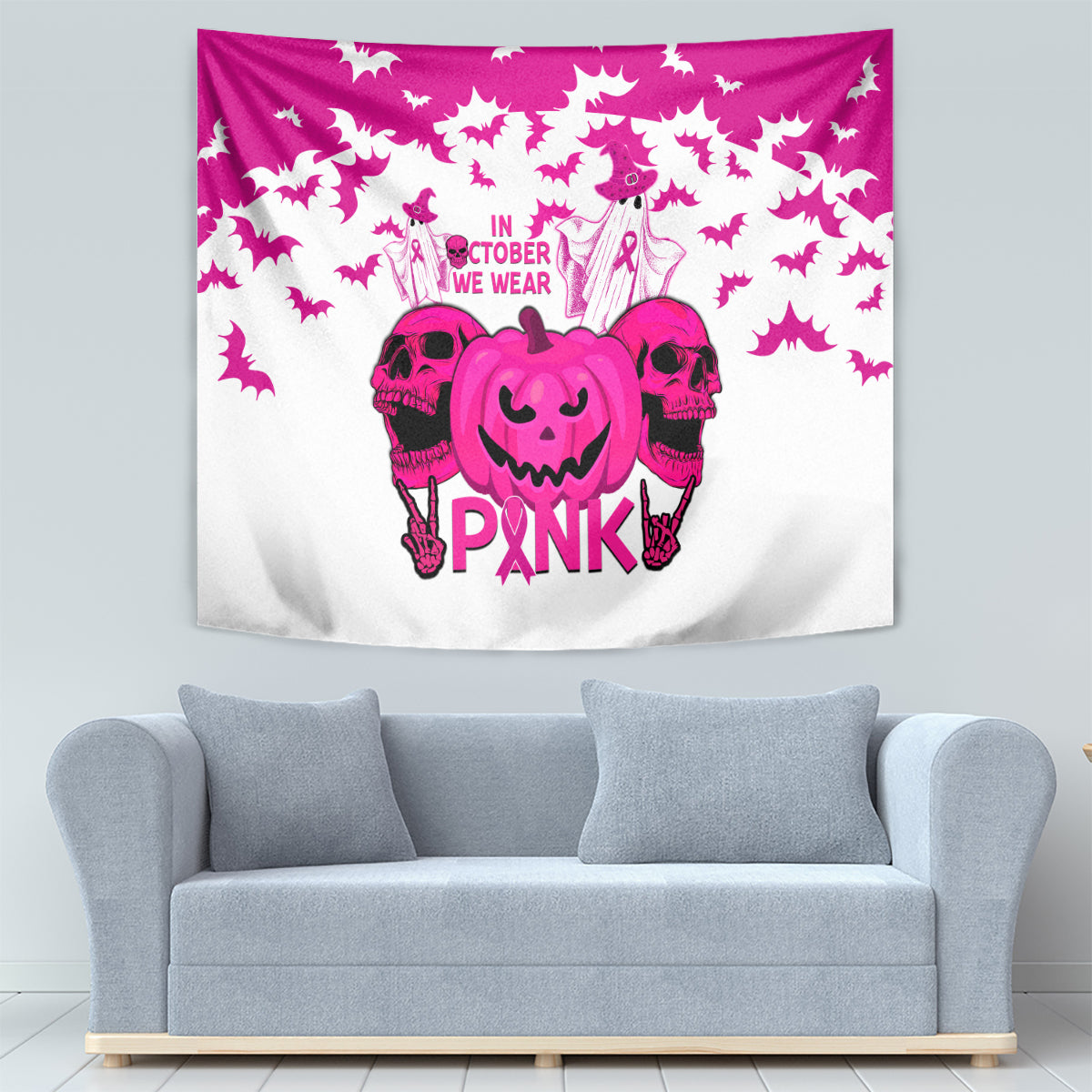 in-october-we-wear-pink-breast-cancer-tapestry-halloween-skull-with-pumkin-white-version