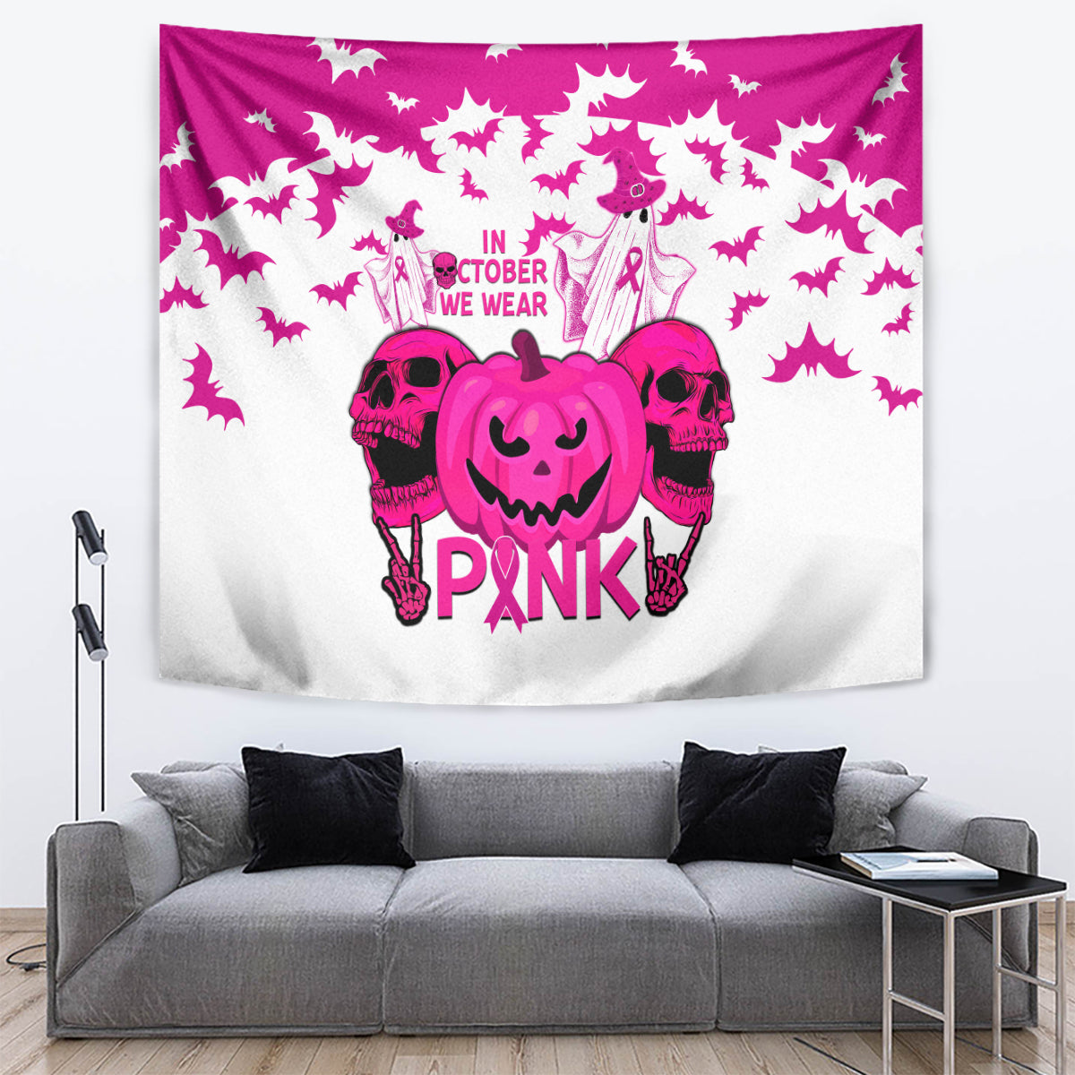 in-october-we-wear-pink-breast-cancer-tapestry-halloween-skull-with-pumkin-white-version