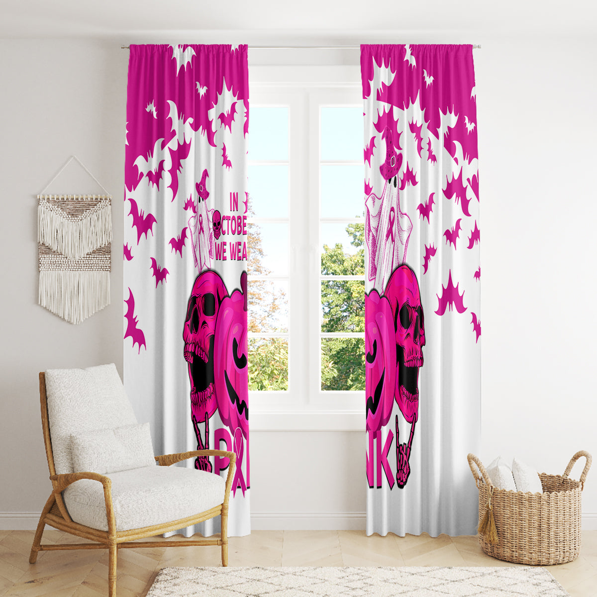 in-october-we-wear-pink-breast-cancer-window-curtain-halloween-skull-with-pumkin-white-version