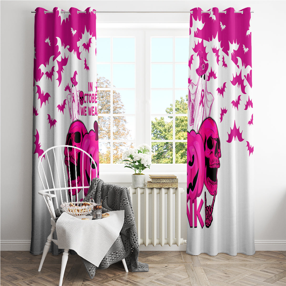 in-october-we-wear-pink-breast-cancer-window-curtain-halloween-skull-with-pumkin-white-version