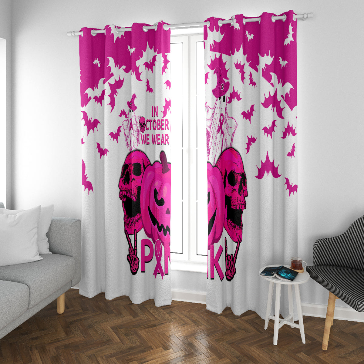 in-october-we-wear-pink-breast-cancer-window-curtain-halloween-skull-with-pumkin-white-version