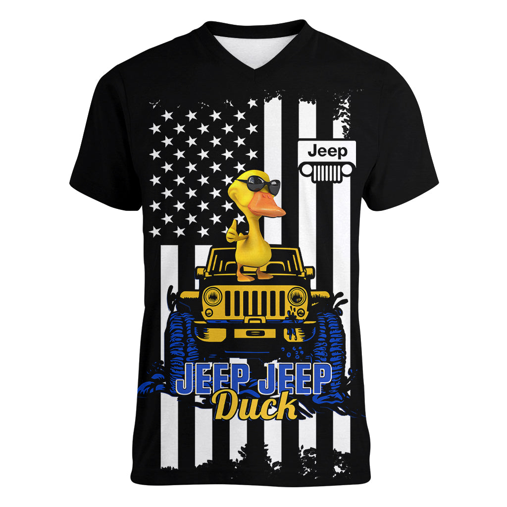 personalised-jeep-jeep-duck-women-v-neck-t-shirt-special-version