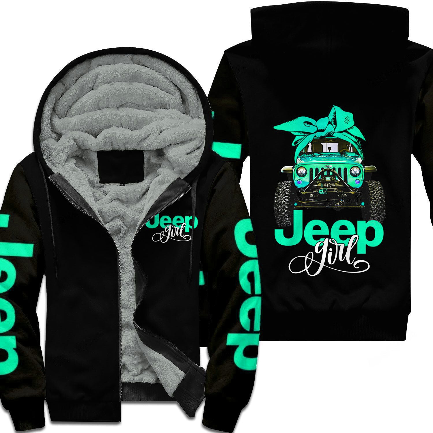 Multicolor Jeep Girl So Cute Sherpa Hoodie