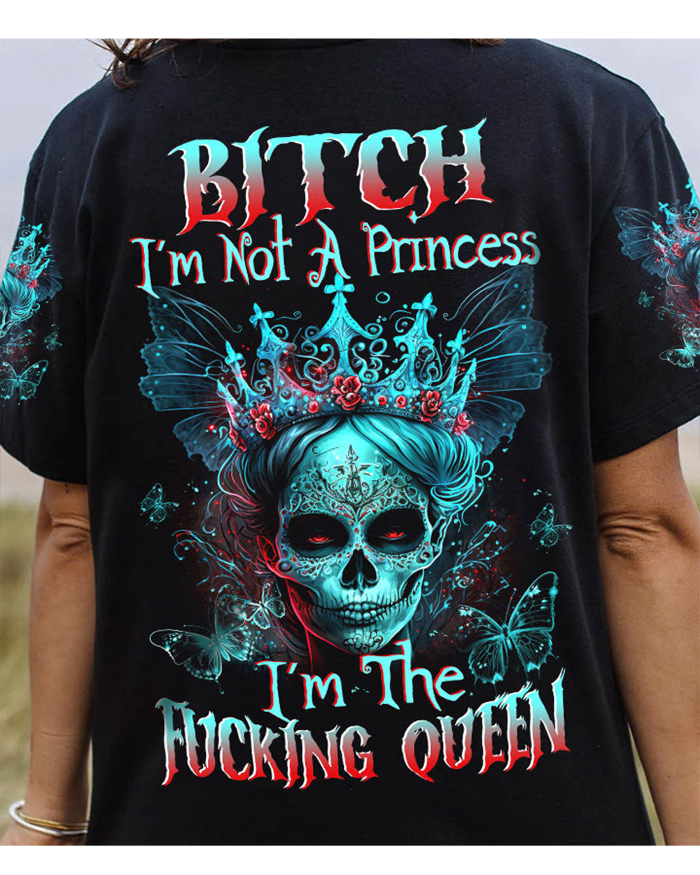 I'm Not Princess I'm The Queen Skull Black T Shirt