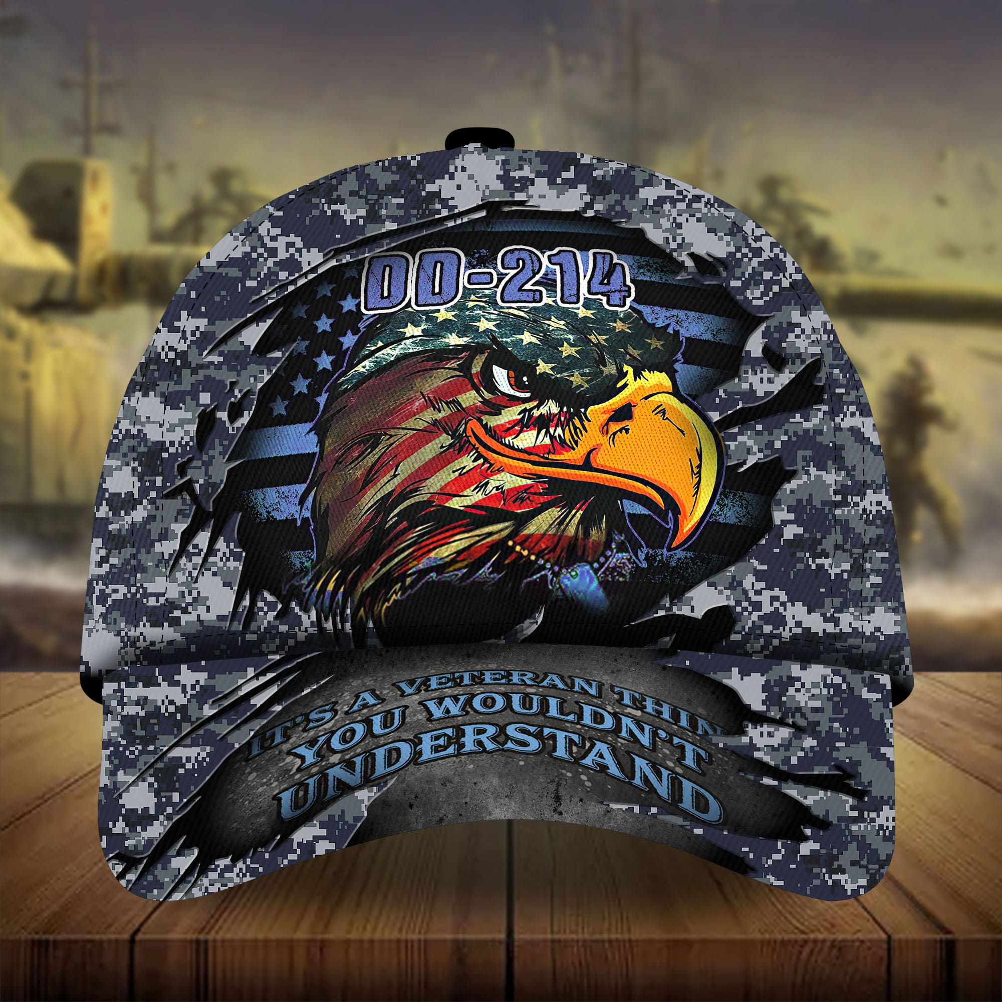 Premium DD-241 US Veteran Eagle Hats 3D Camo Personalized