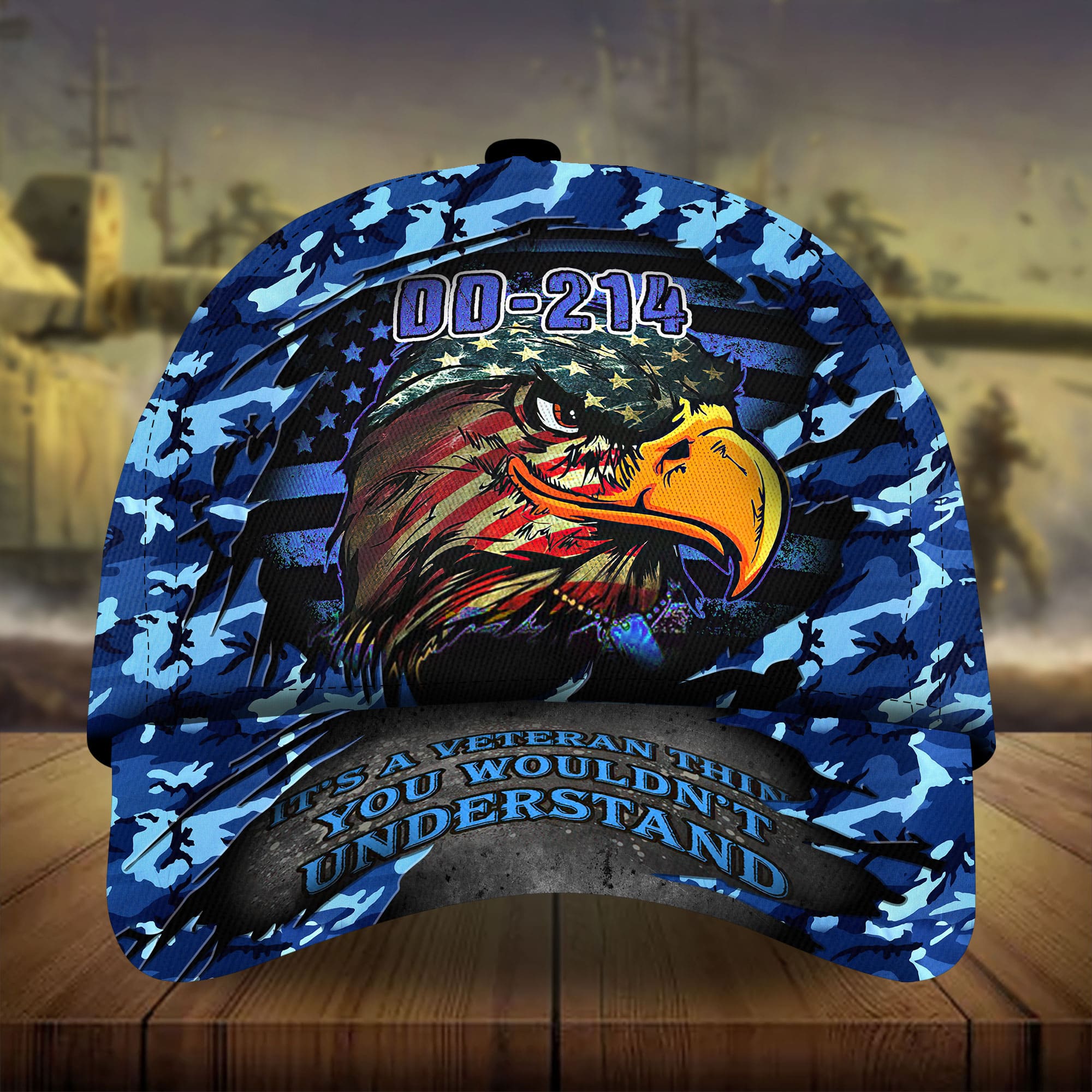 Premium DD-241 US Veteran Eagle Hats 3D Camo Personalized