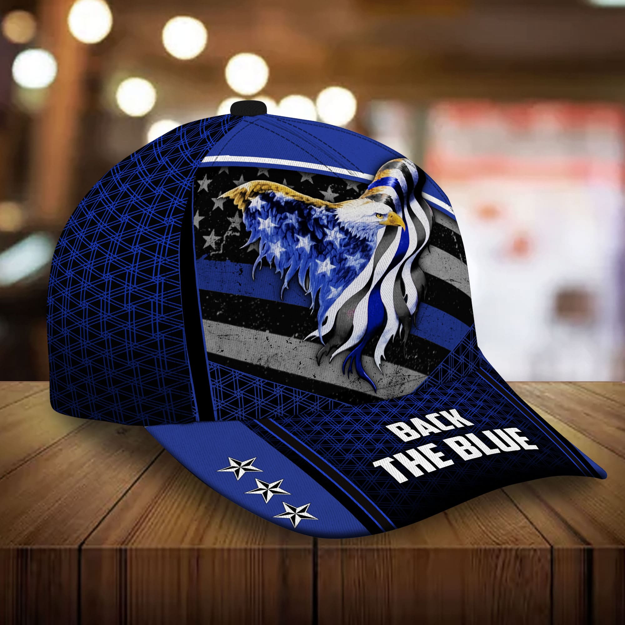 Premium Back The Blue, Thin Blue Eagle 3D Hat Personalized