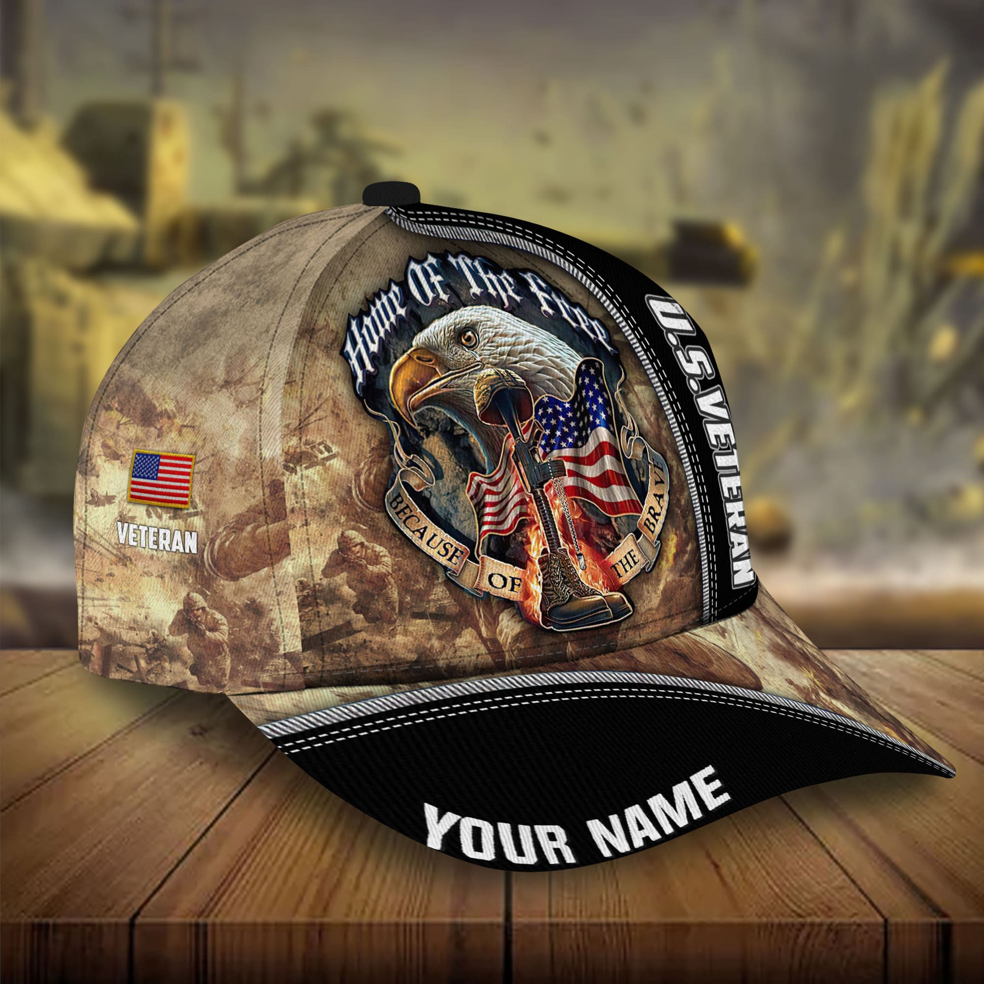 Premium Home Of The Free, US Veteran 3D Hats Eagle Personalized