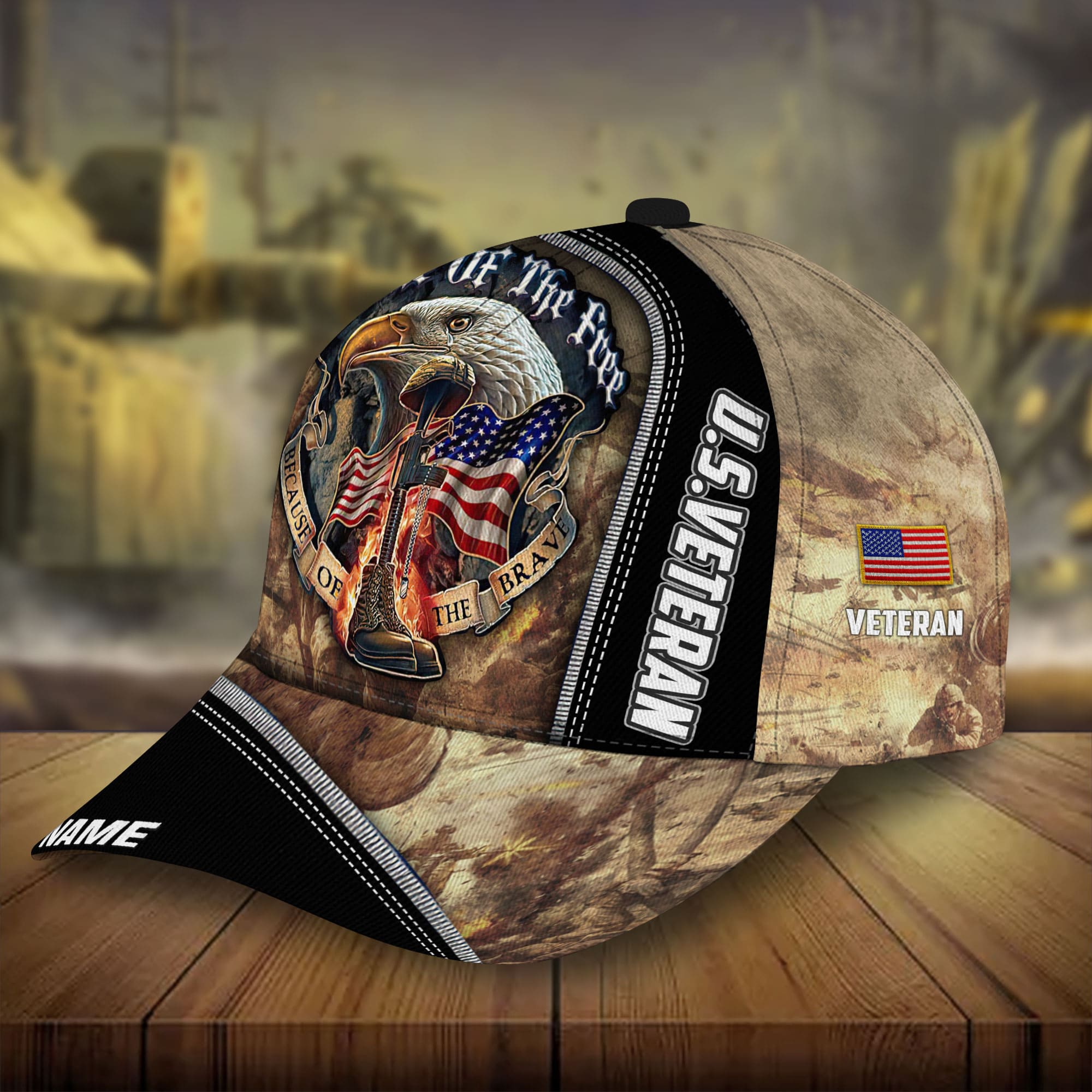 Premium Home Of The Free, US Veteran 3D Hats Eagle Personalized