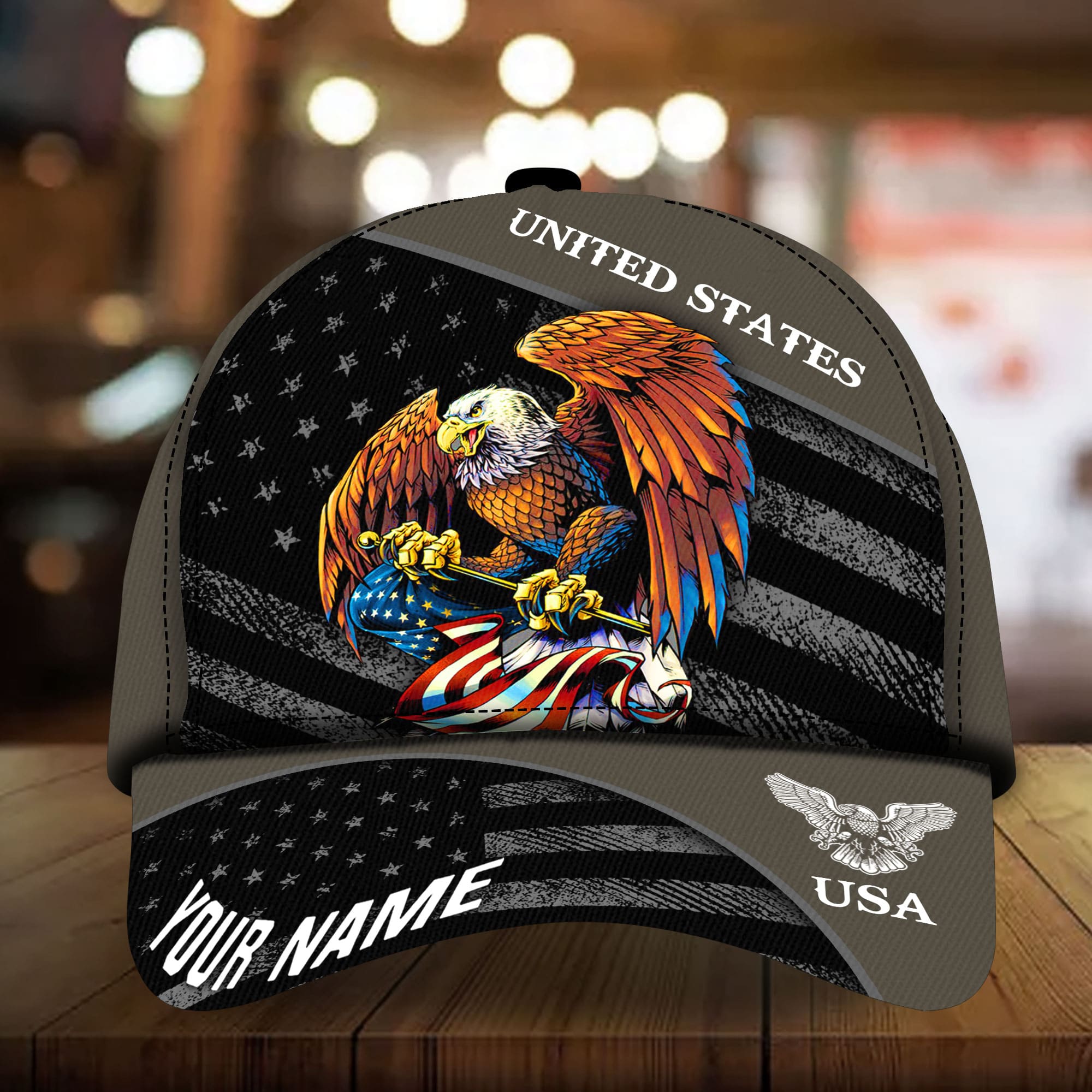 Patriotic Eagle Hat, American Flag United States Full Printed Multicolors Personalized Cap