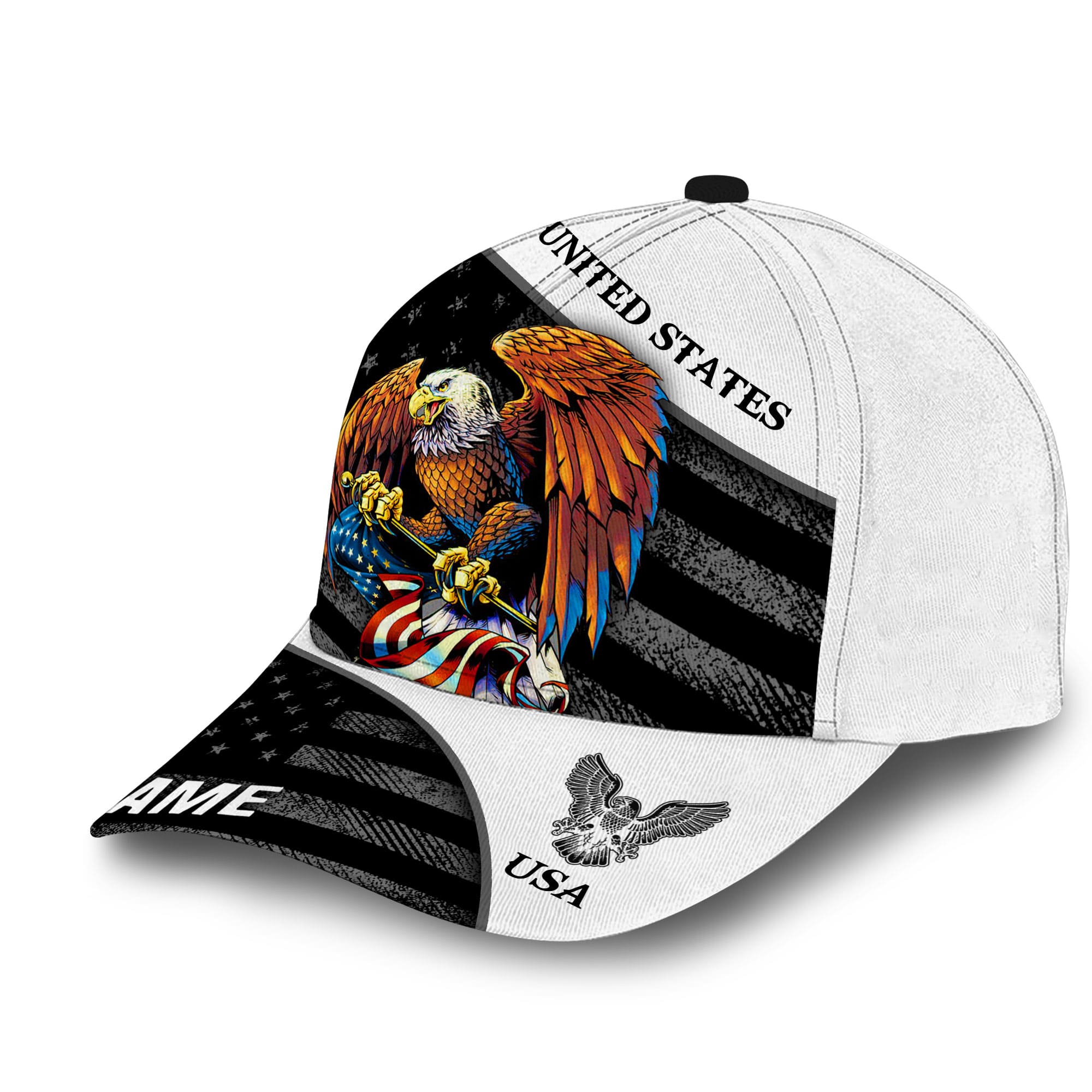 Patriotic Eagle Hat, American Flag United States Full Printed Multicolors Personalized Cap