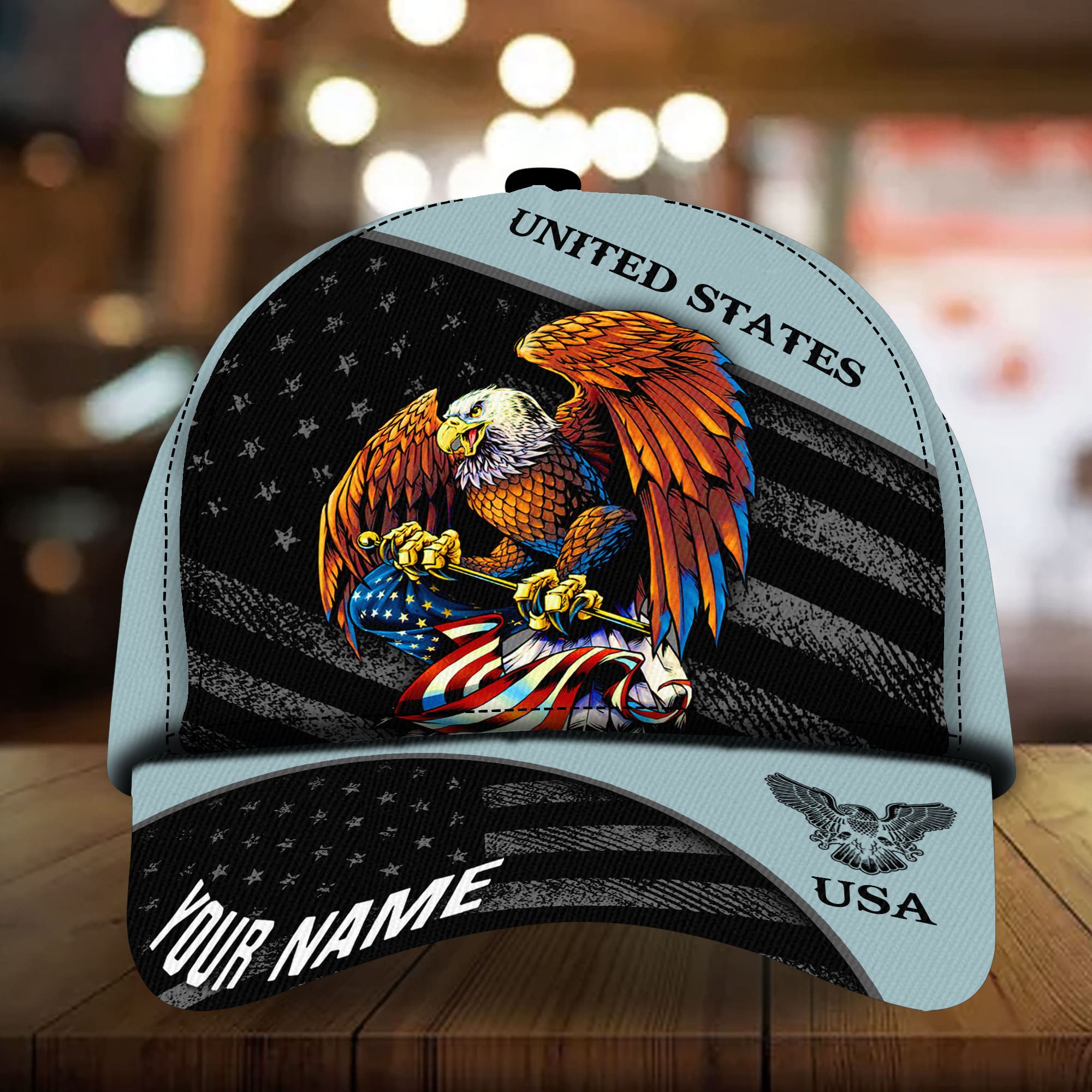 Patriotic Eagle Hat, American Flag United States Full Printed Multicolors Personalized Cap