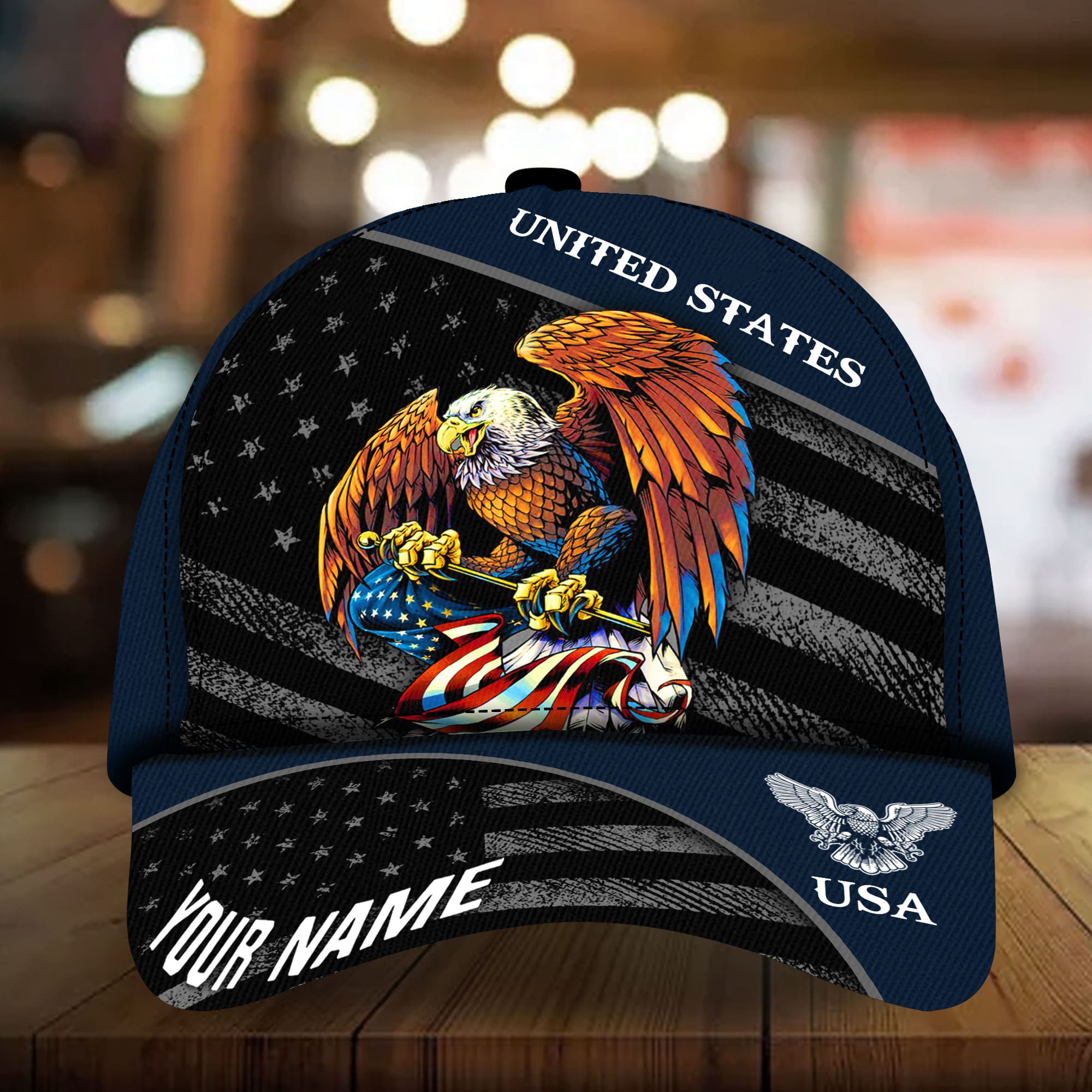 Patriotic Eagle Hat, American Flag United States Full Printed Multicolors Personalized Cap