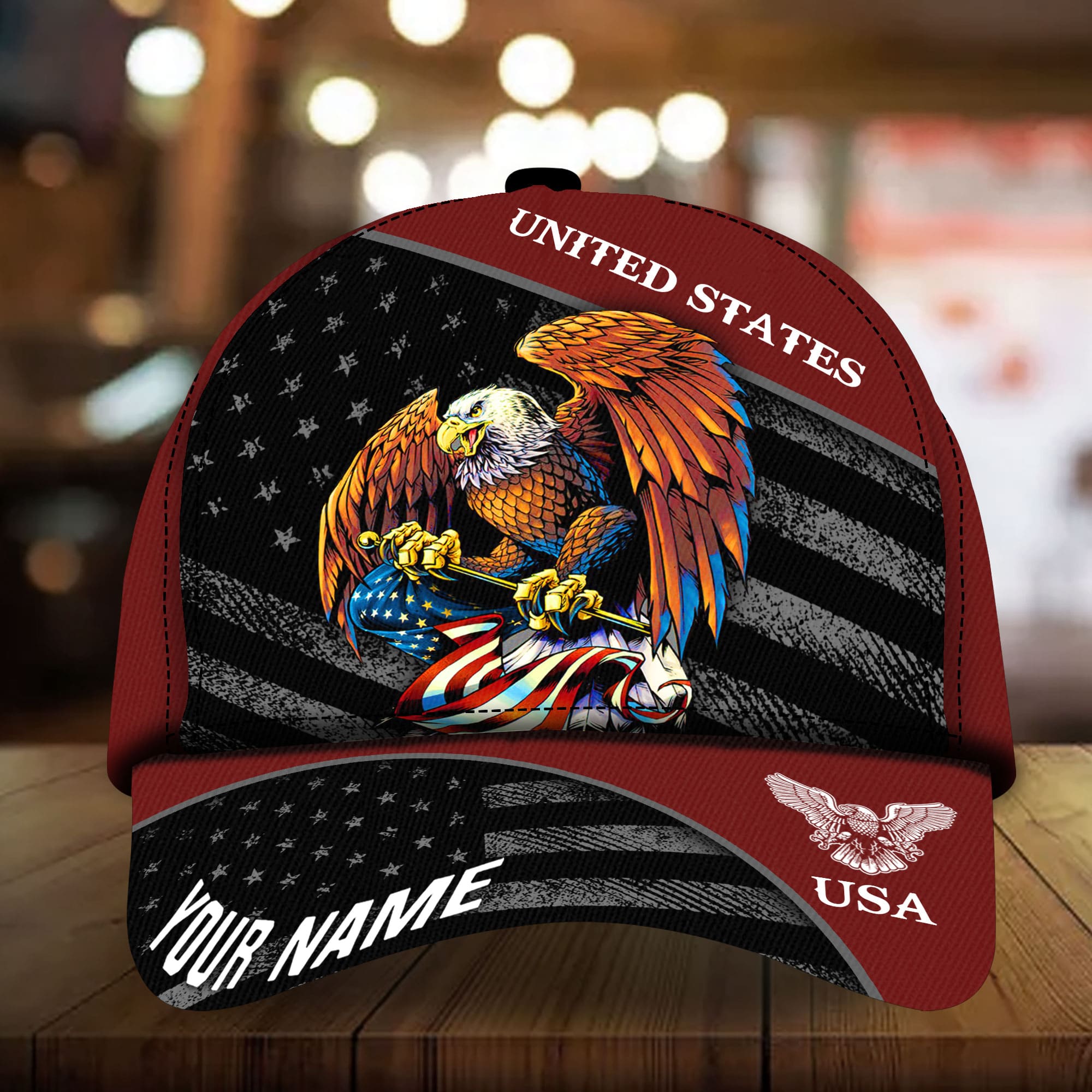 Patriotic Eagle Hat, American Flag United States Full Printed Multicolors Personalized Cap