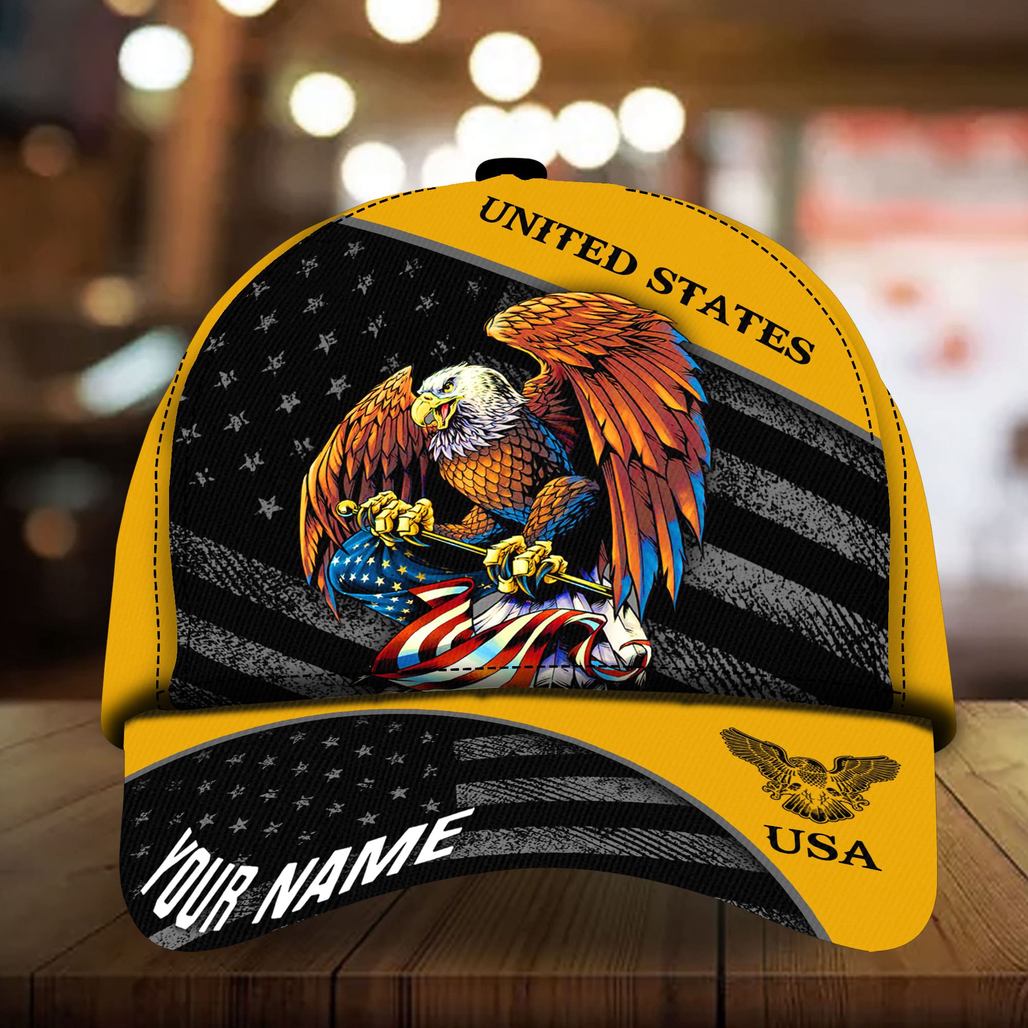 Patriotic Eagle Hat, American Flag United States Full Printed Multicolors Personalized Cap