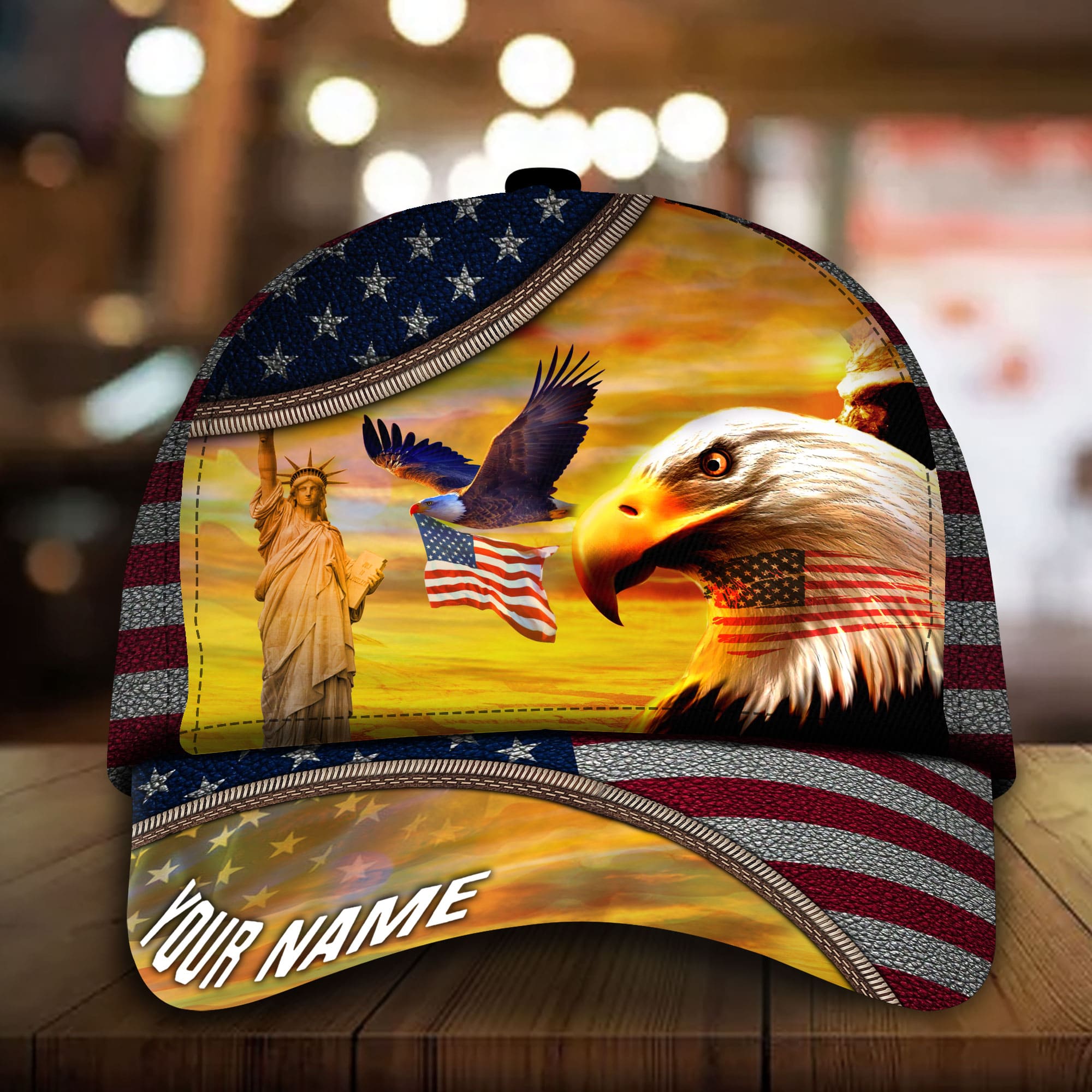 Patriotic Eagle Hat, American Flag Full Printed Personalized Cap