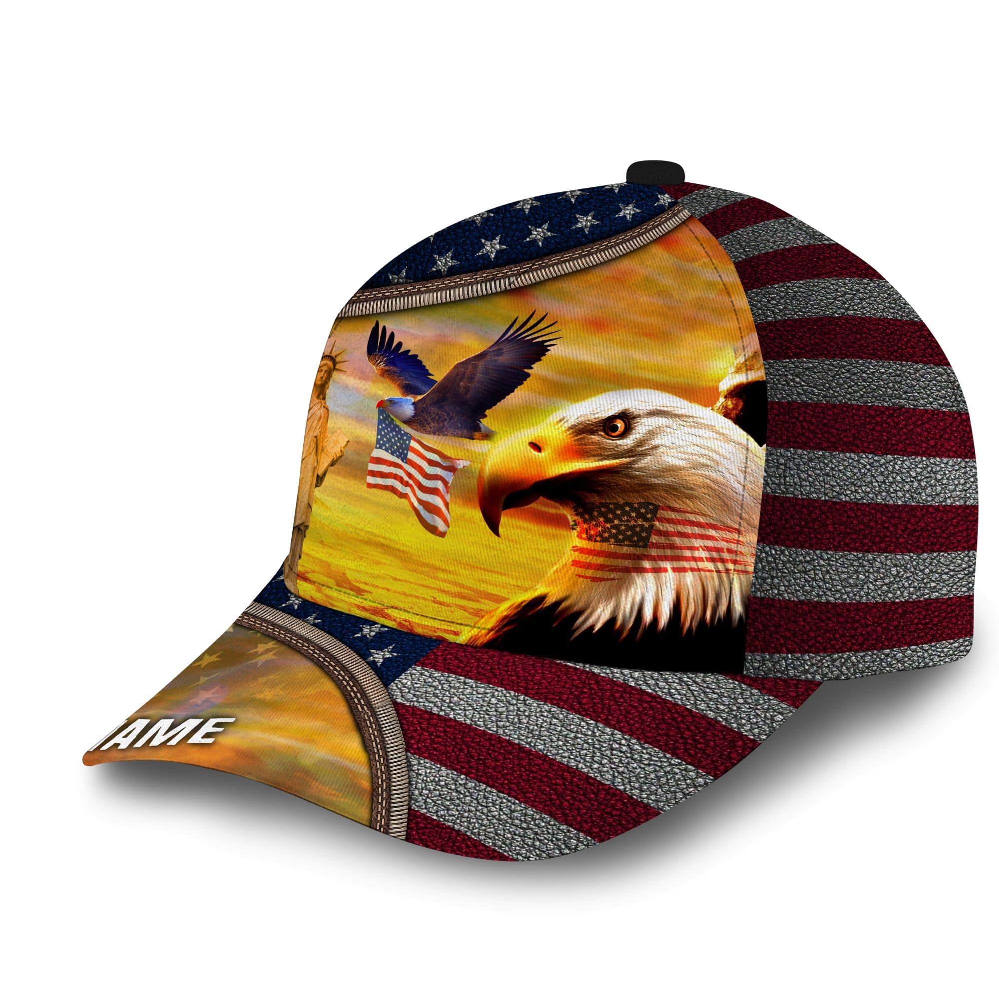 Patriotic Eagle Hat, American Flag Full Printed Personalized Cap