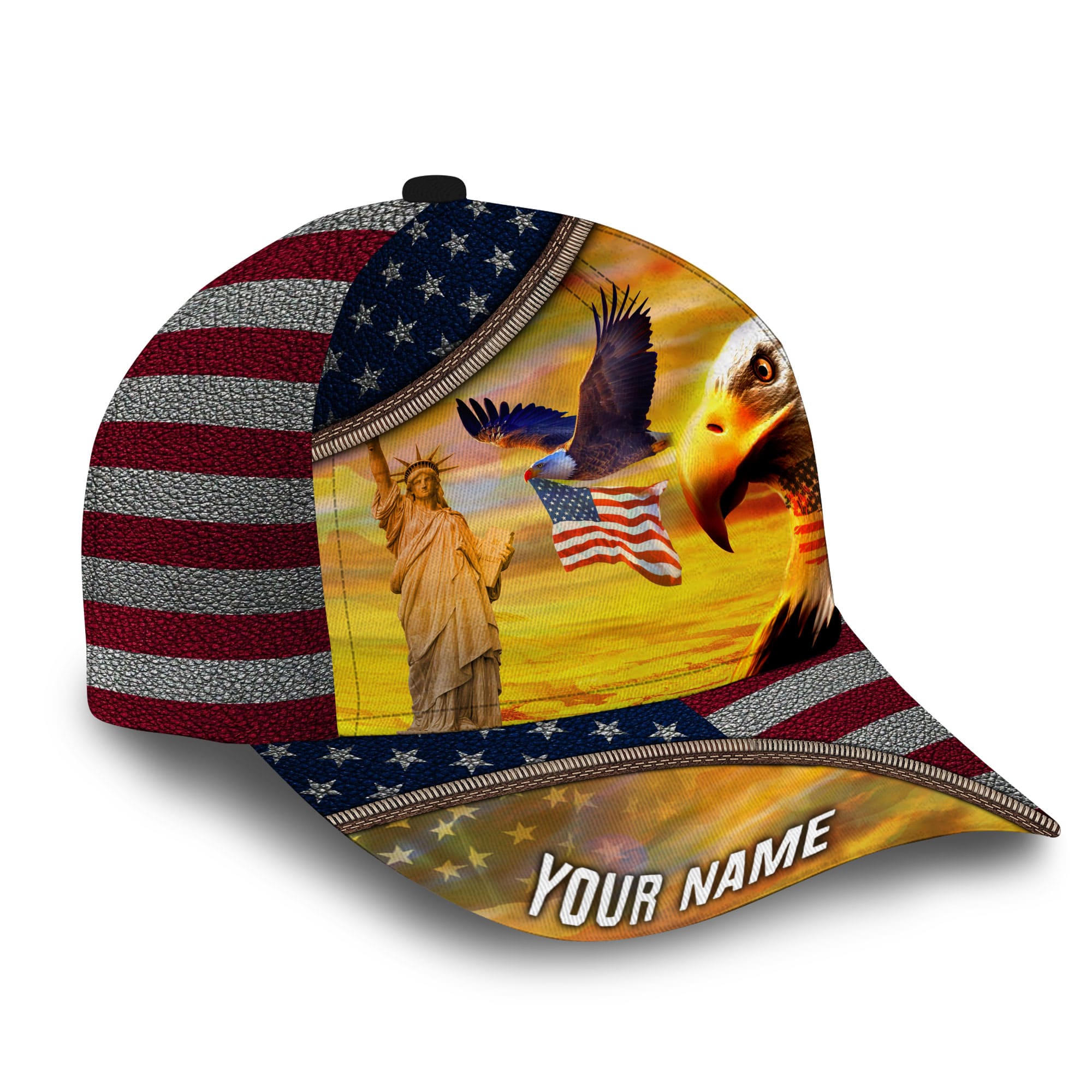 Patriotic Eagle Hat, American Flag Full Printed Personalized Cap