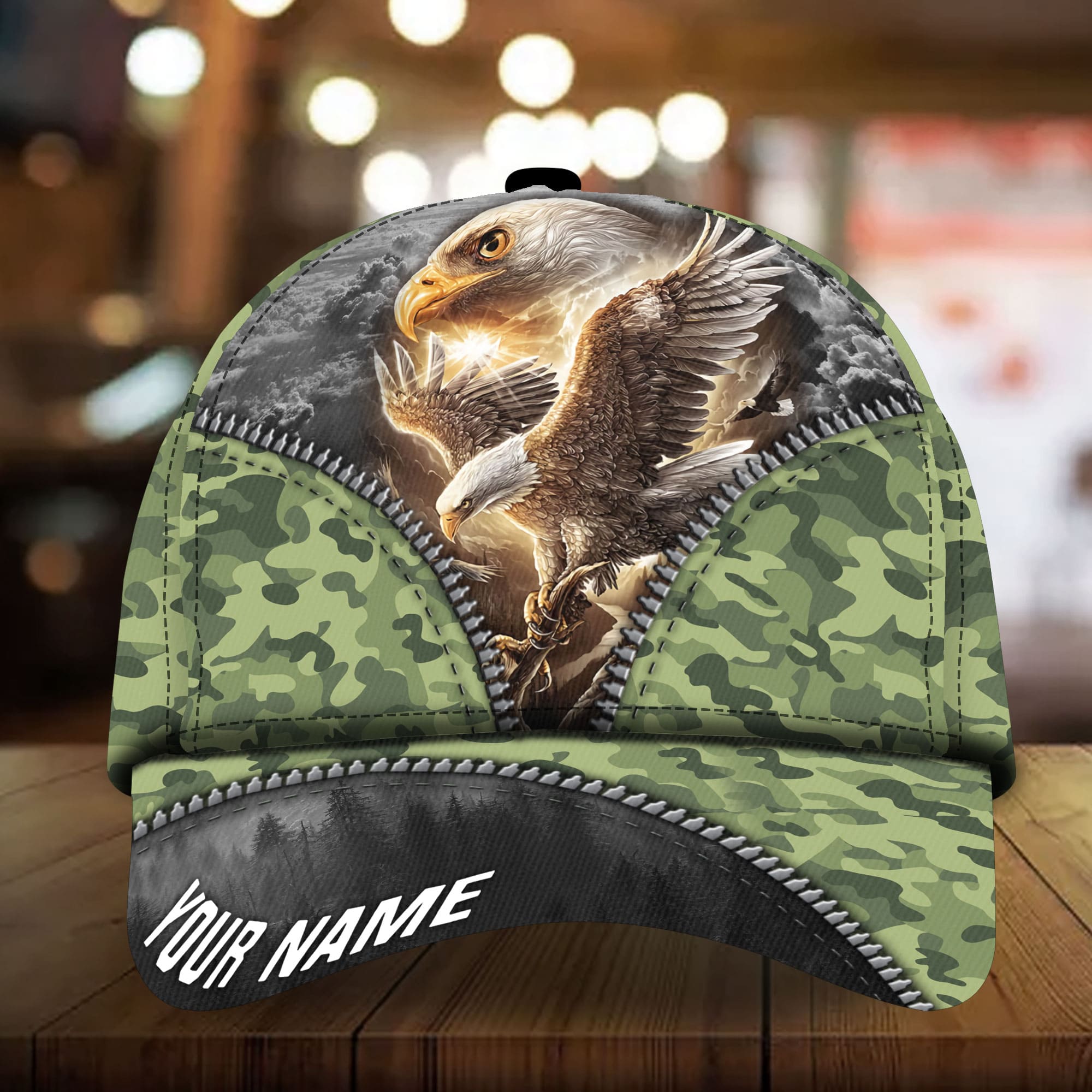 Patriotic Eagle Hat, American Flag Full Printed Personalized Cap Camo Pattern