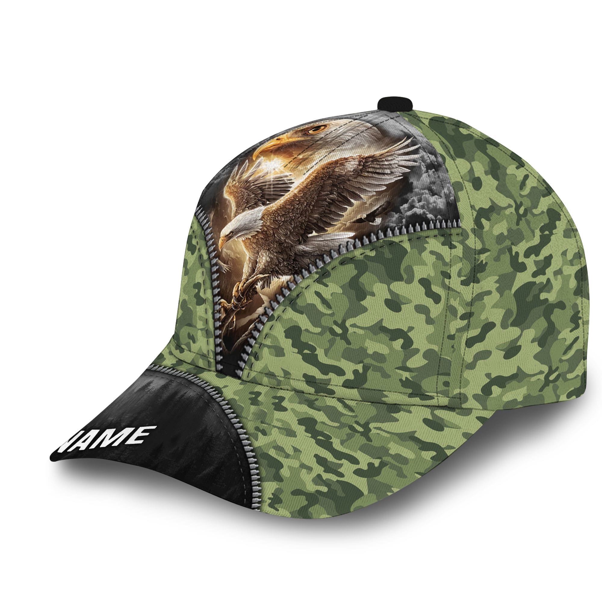 Patriotic Eagle Hat, American Flag Full Printed Personalized Cap Camo Pattern