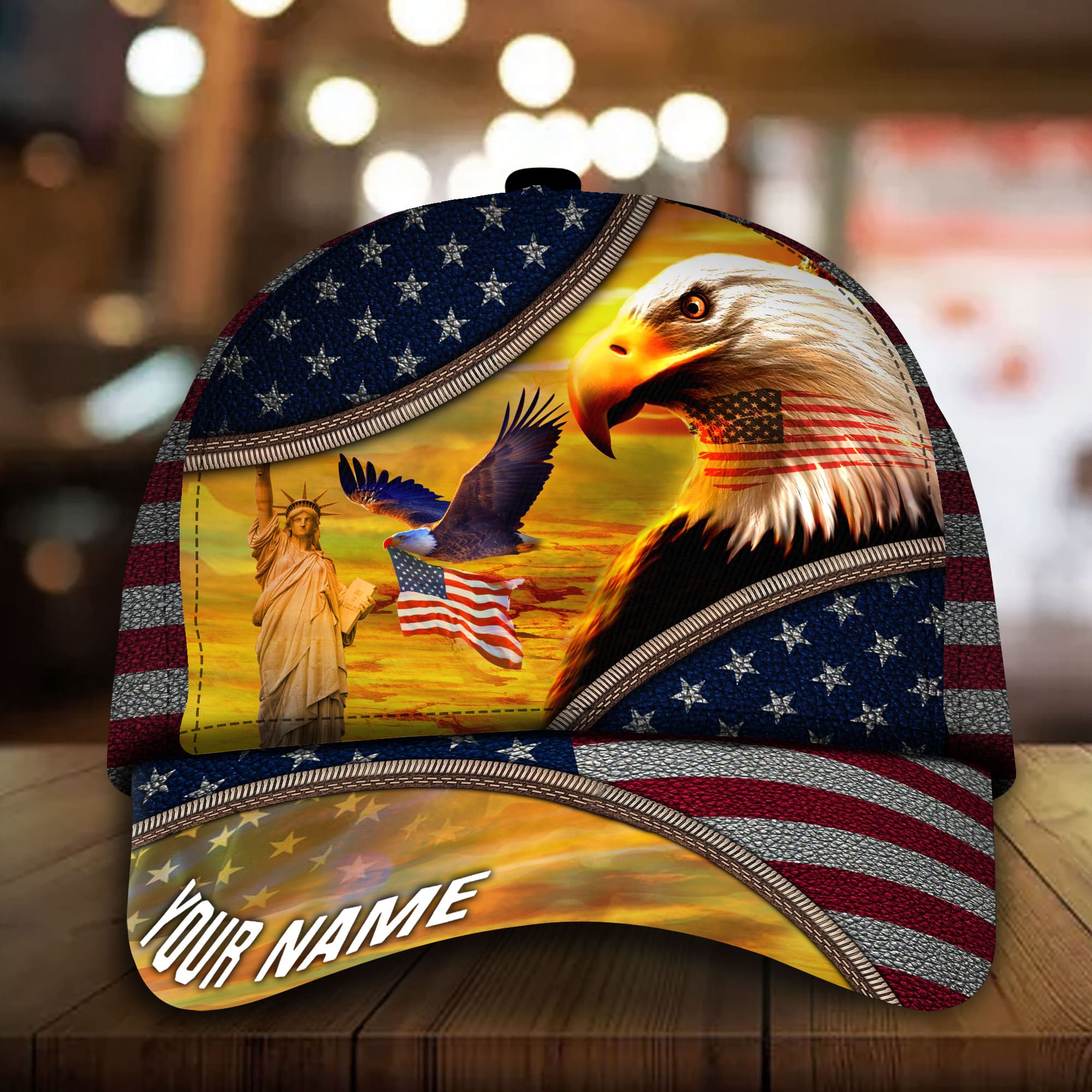 Patriotic Eagle Hat, United States Full Printed Multicolors Personalized Cap Leather Pattern