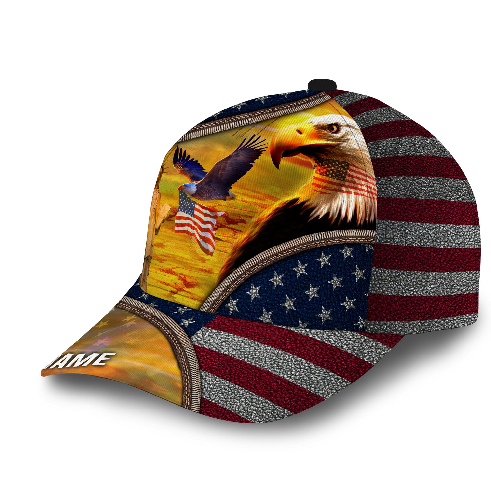 Patriotic Eagle Hat, United States Full Printed Multicolors Personalized Cap Leather Pattern