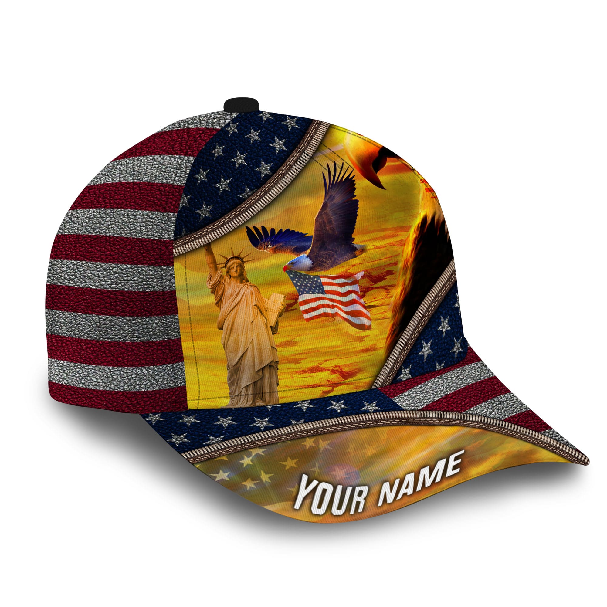 Patriotic Eagle Hat, United States Full Printed Multicolors Personalized Cap Leather Pattern