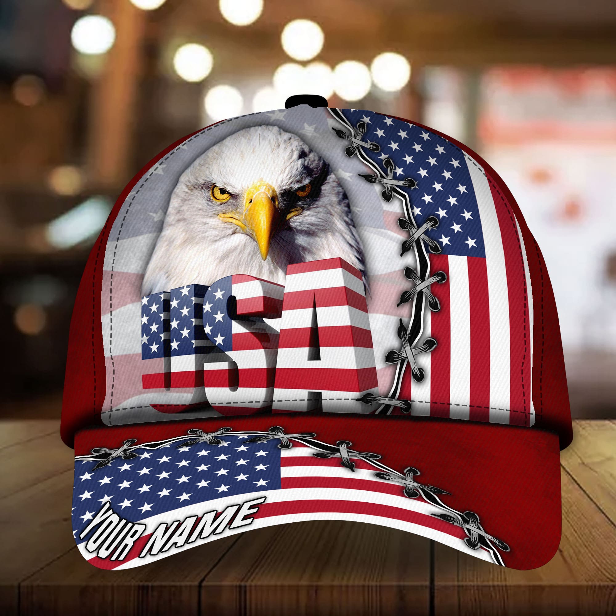 Patriotic Eagle USA Hat, United States Full Printed Multicolors Personalized Cap