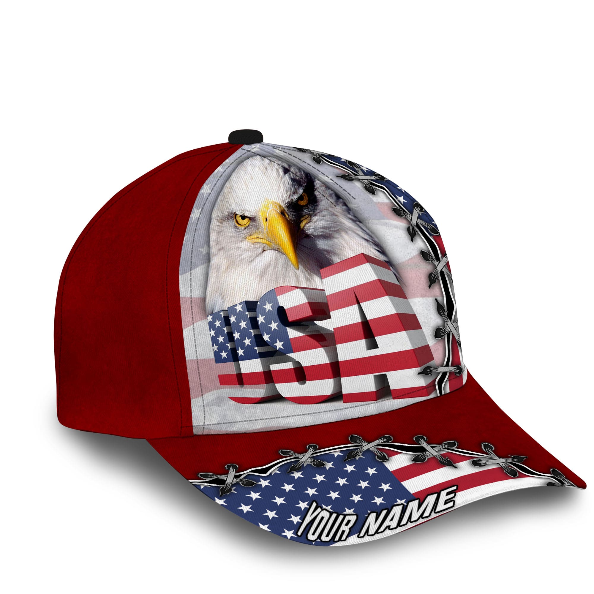 Patriotic Eagle USA Hat, United States Full Printed Multicolors Personalized Cap