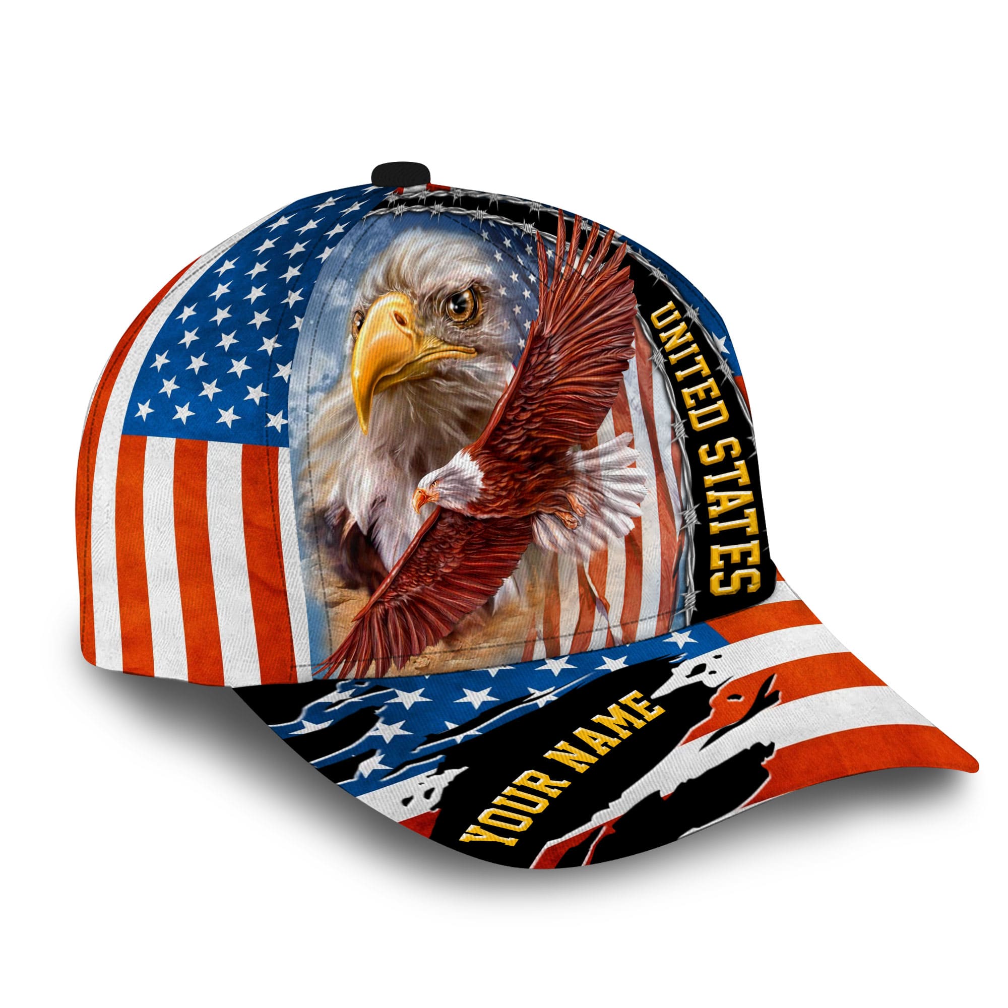 Premium Unique Patriotic Eagle Hat, United States Full Printed Personalized American Flag Cap