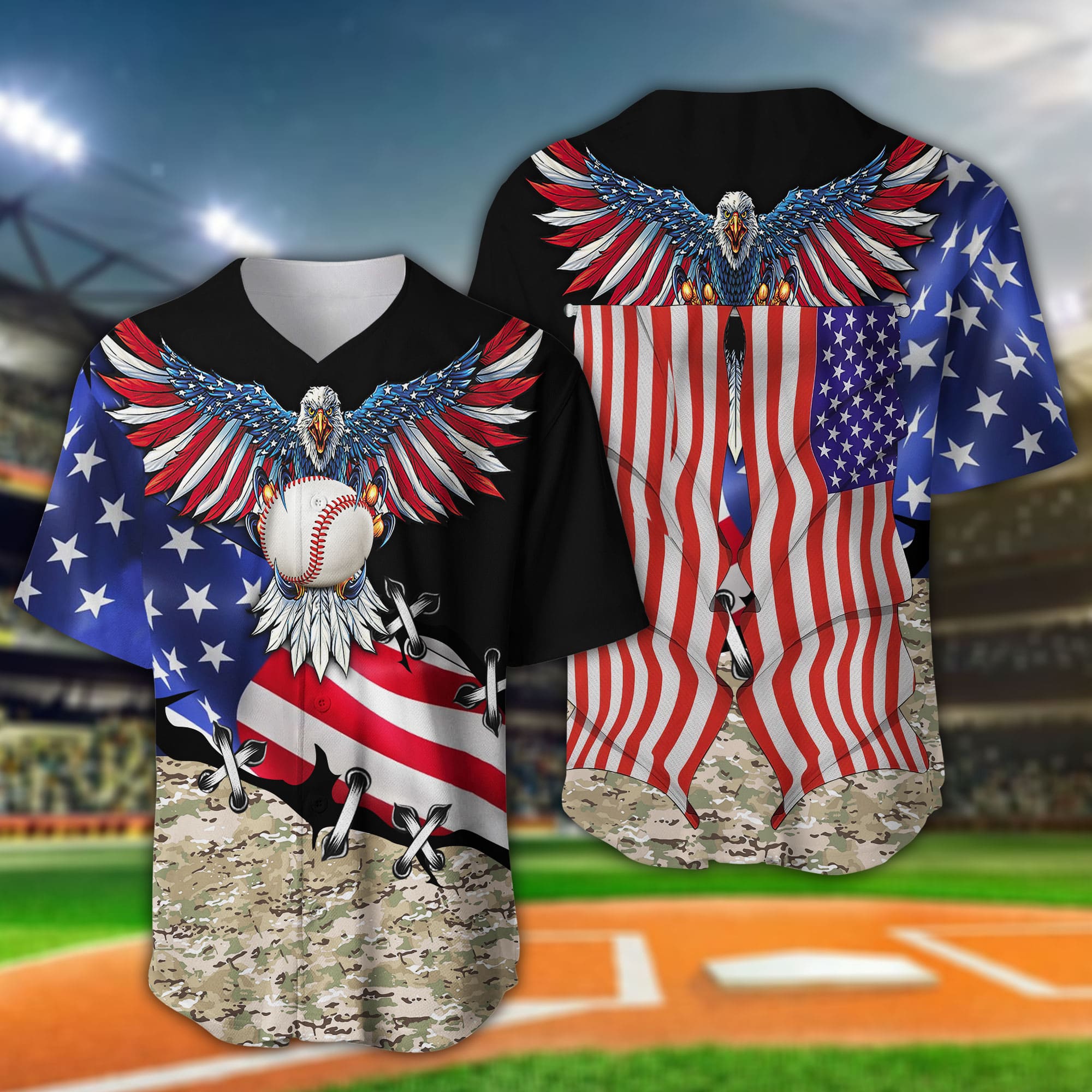 Men's Baseball Jersey Customized Baseball Eagle Short Sleeve