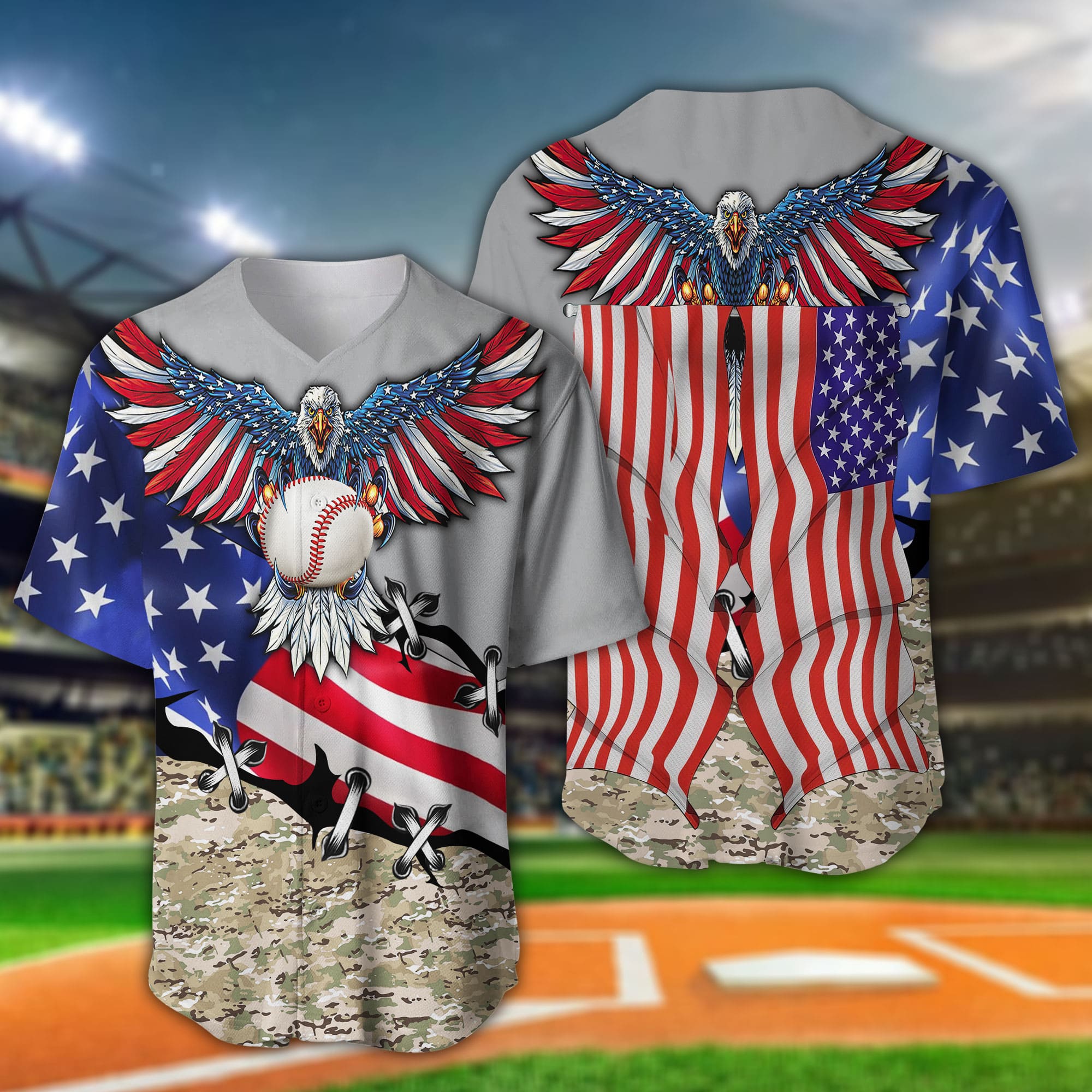 Men's Baseball Jersey Customized Baseball Eagle Short Sleeve