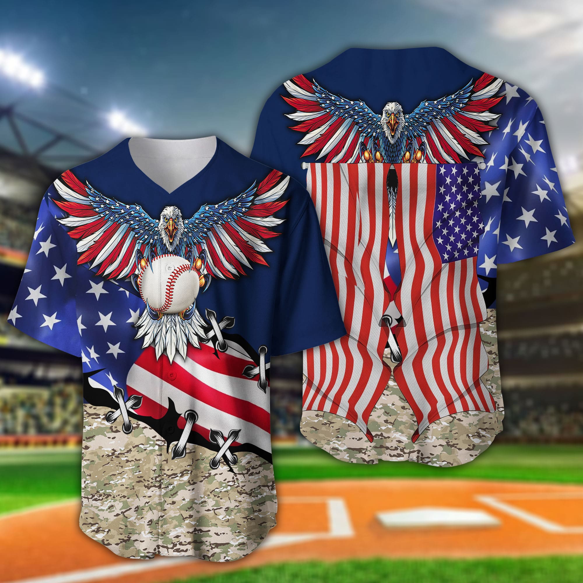 Men's Baseball Jersey Customized Baseball Eagle Short Sleeve