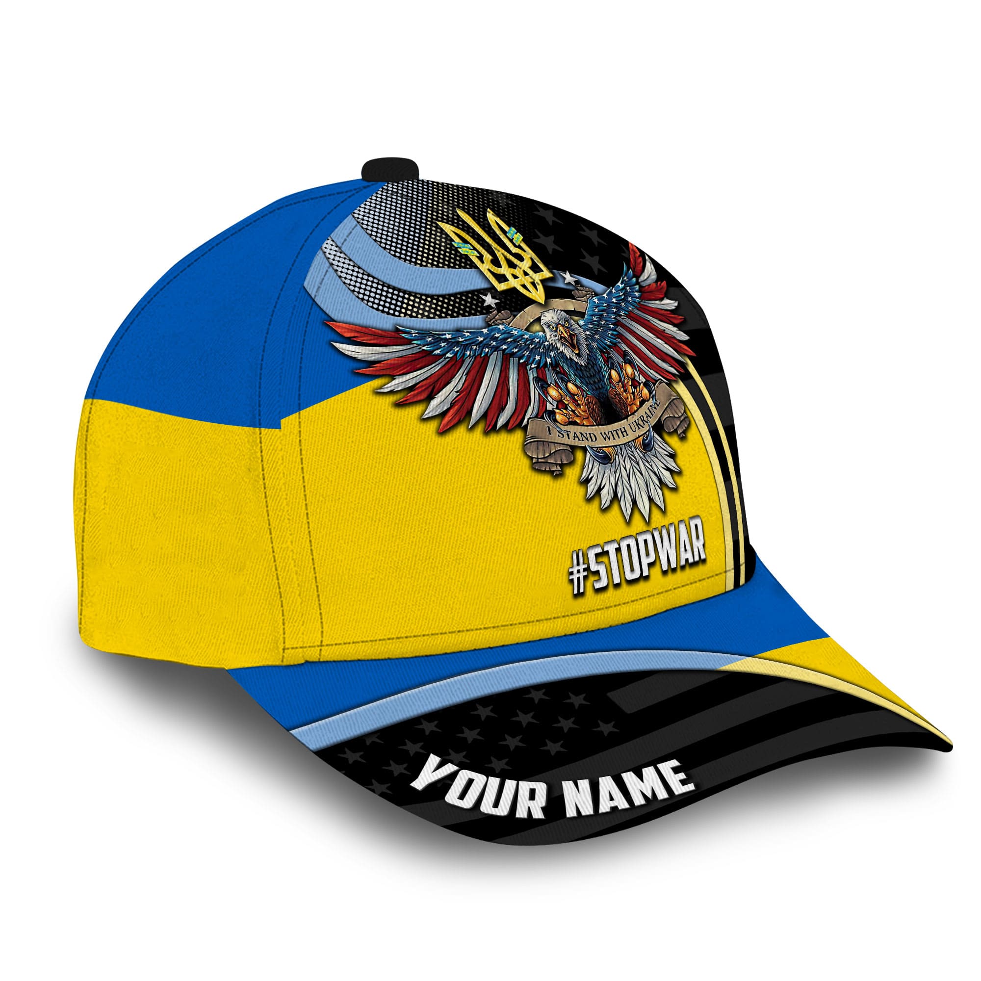 Premium Eagle American Supports Ukraine 3D Cap I Stand With Ukraine Personalized