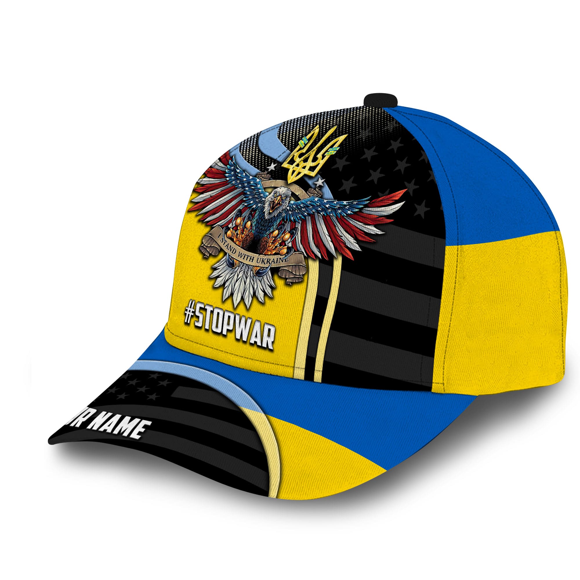 Premium Eagle American Supports Ukraine 3D Cap I Stand With Ukraine Personalized