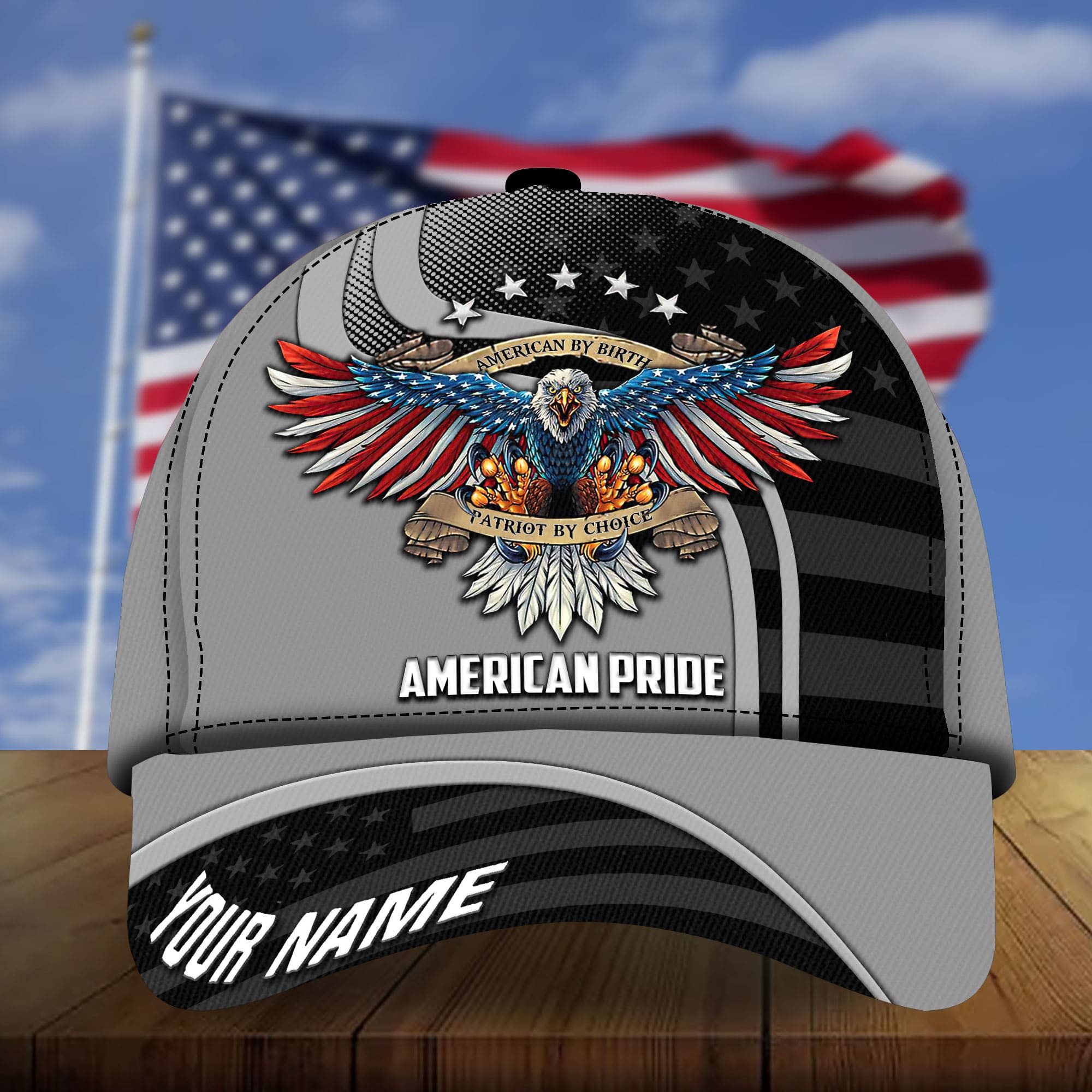 Premium Eagle Patriot By Choice 3D Cap American Pride Hat Multicolor Personalized