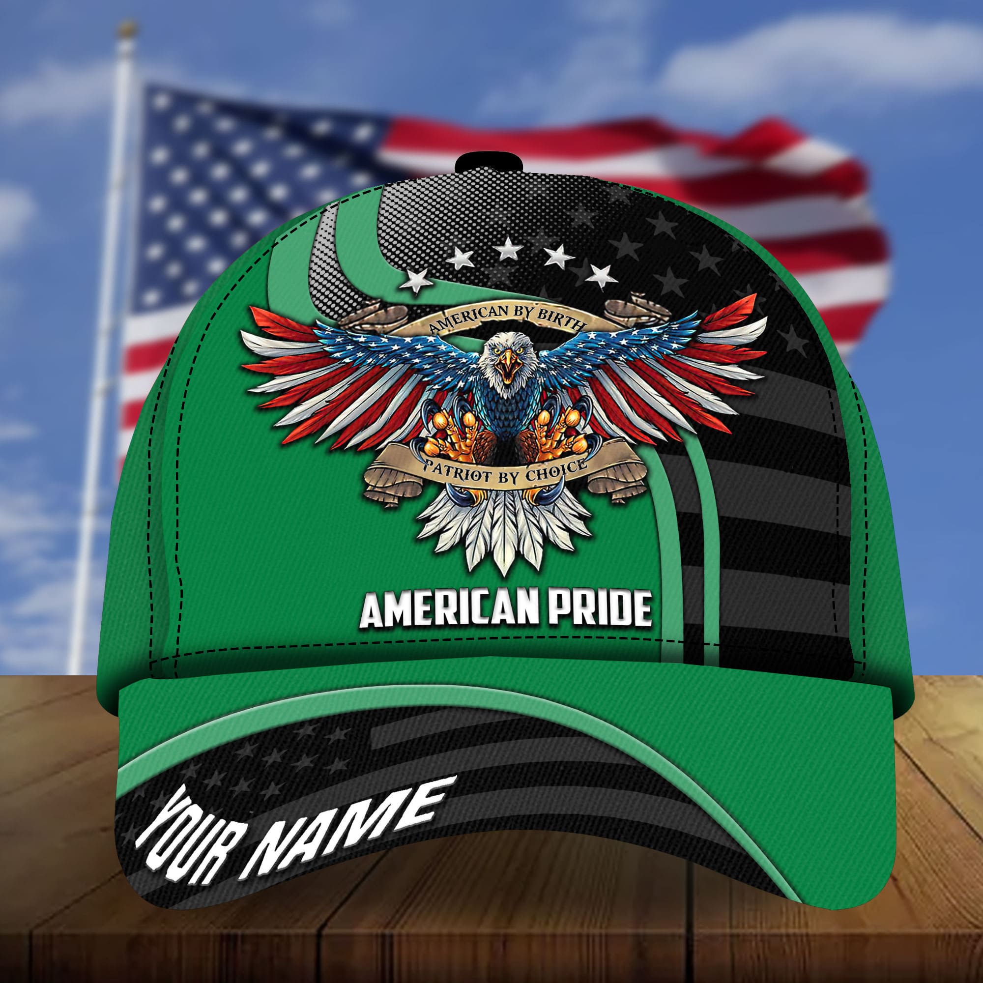 Premium Eagle Patriot By Choice 3D Cap American Pride Hat Multicolor Personalized