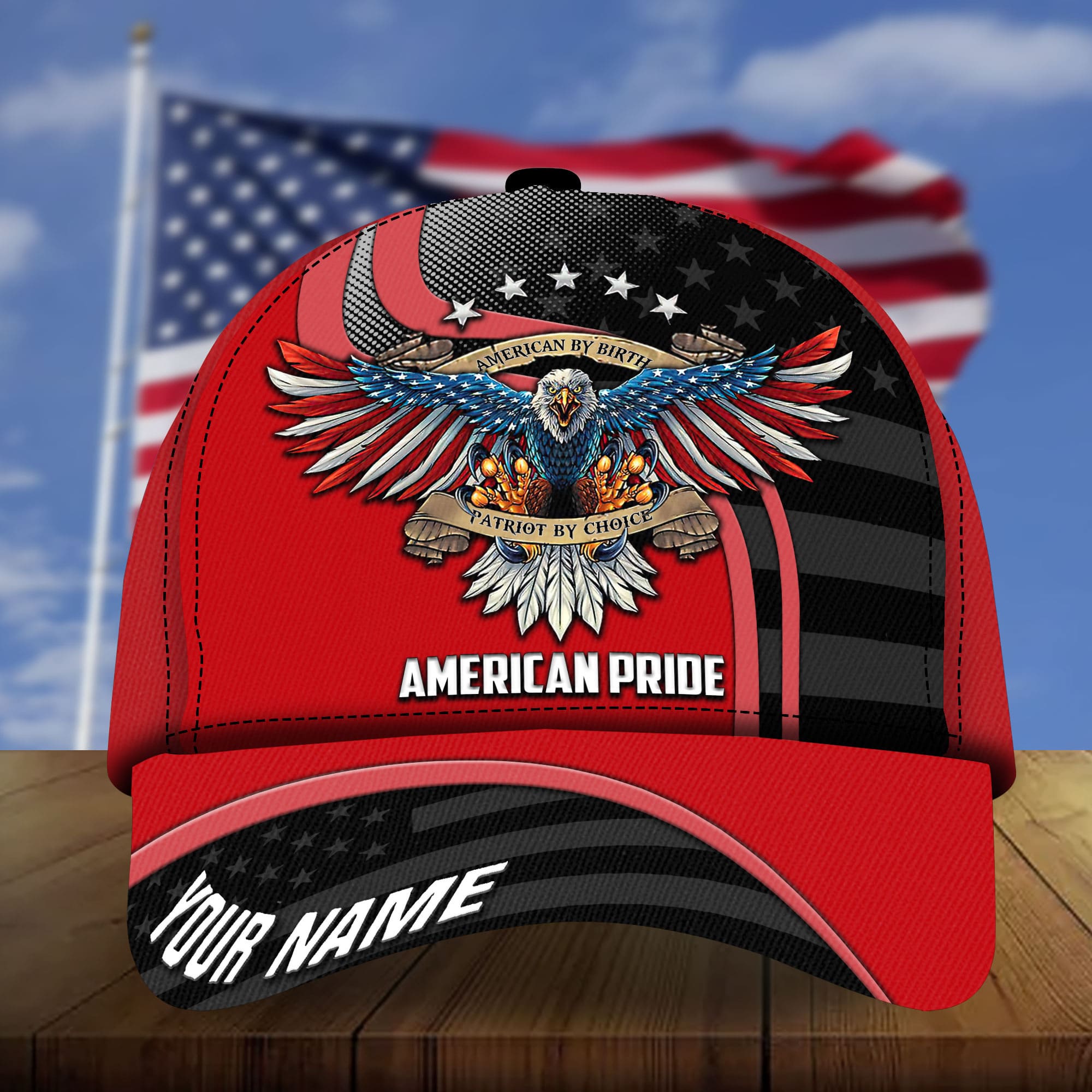 Premium Eagle Patriot By Choice 3D Cap American Pride Hat Multicolor Personalized