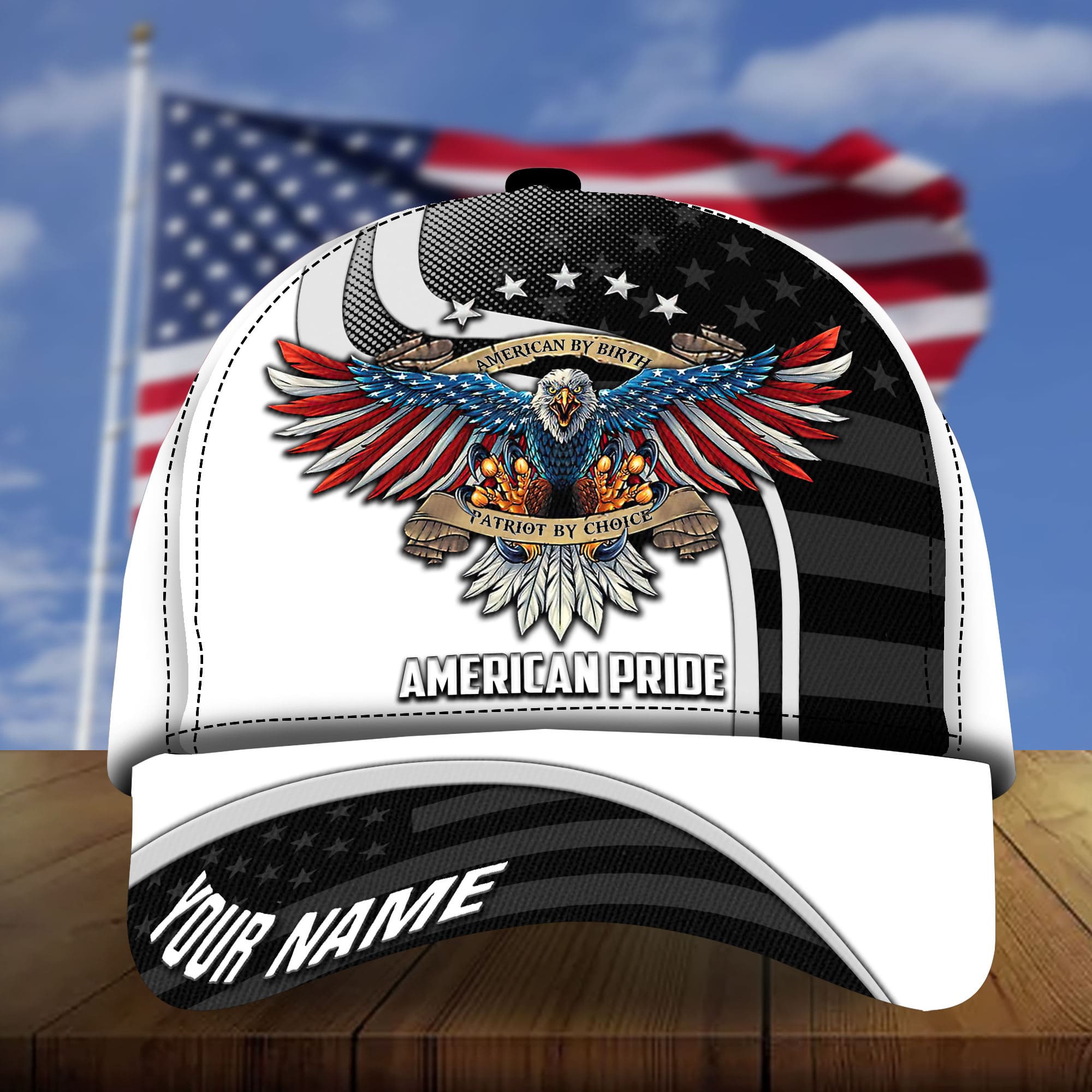 Premium Eagle Patriot By Choice 3D Cap American Pride Hat Multicolor Personalized