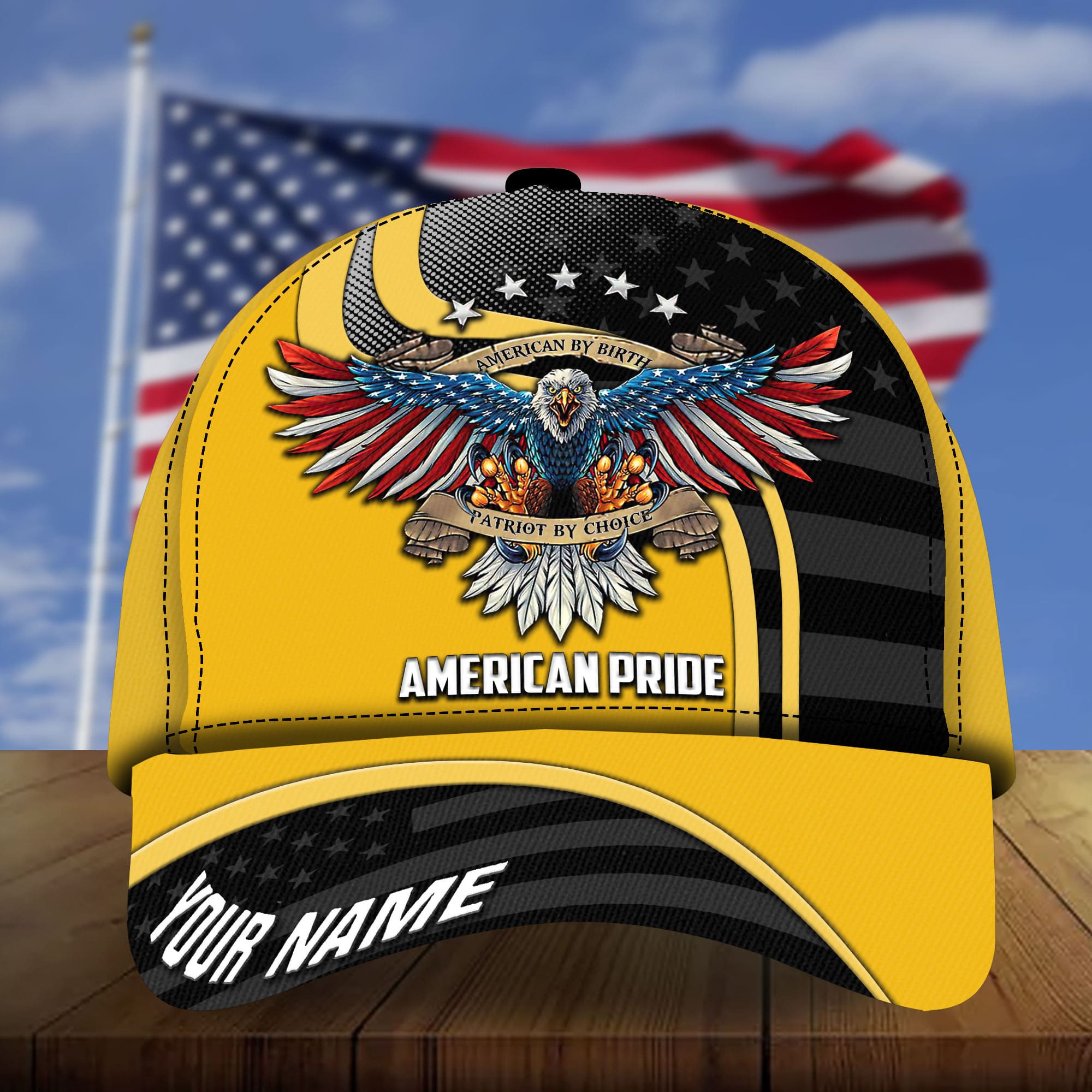 Premium Eagle Patriot By Choice 3D Cap American Pride Hat Multicolor Personalized