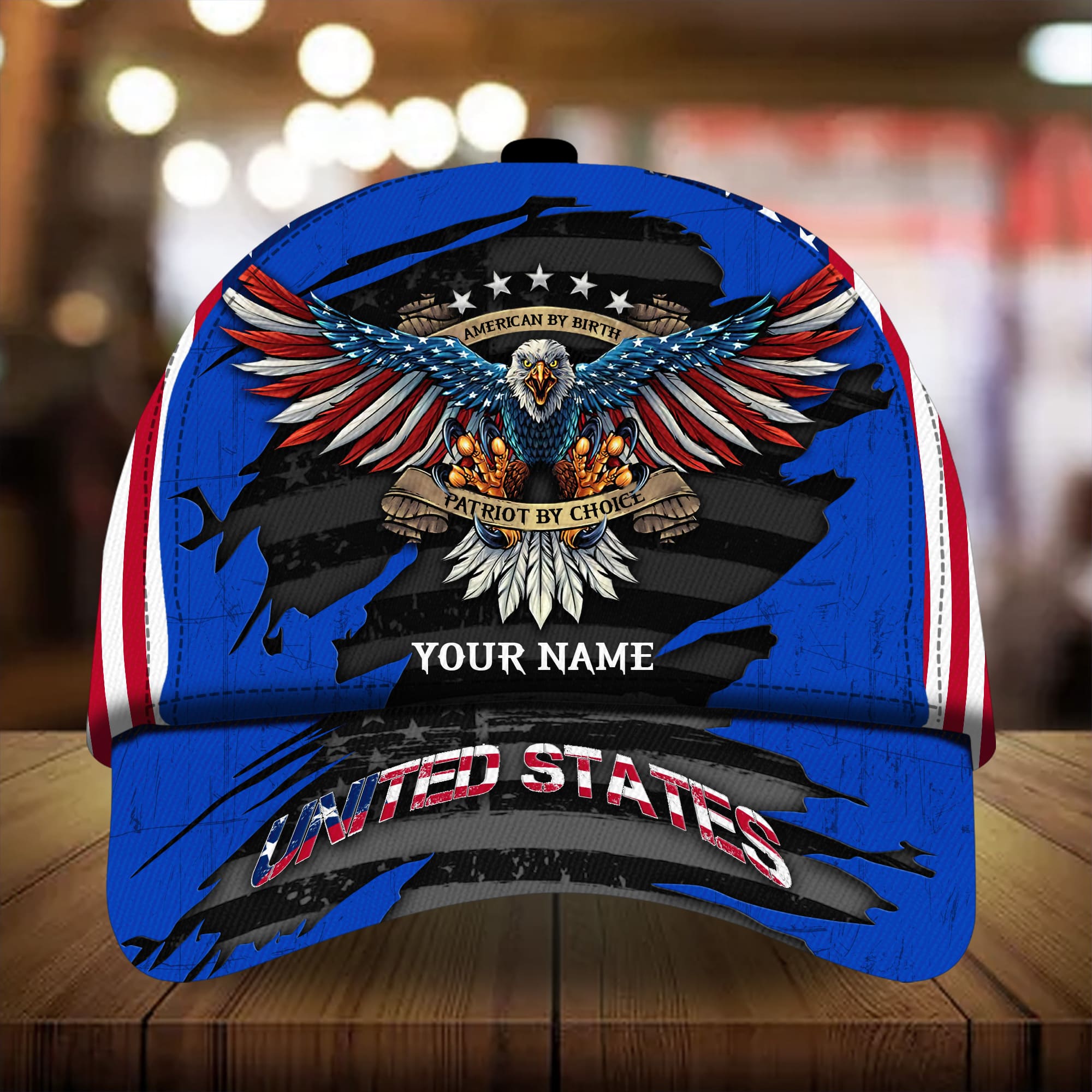 Premium United States Eagle 3D Cap Patriot By Choice Multicolor Personalized