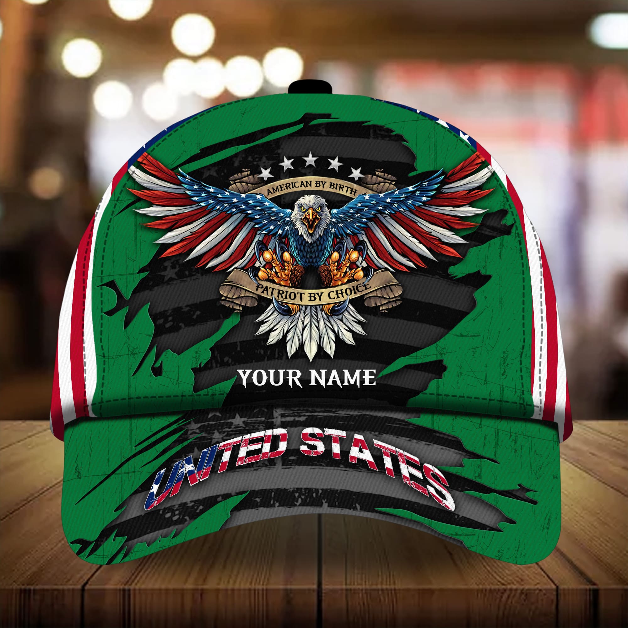 Premium United States Eagle 3D Cap Patriot By Choice Multicolor Personalized