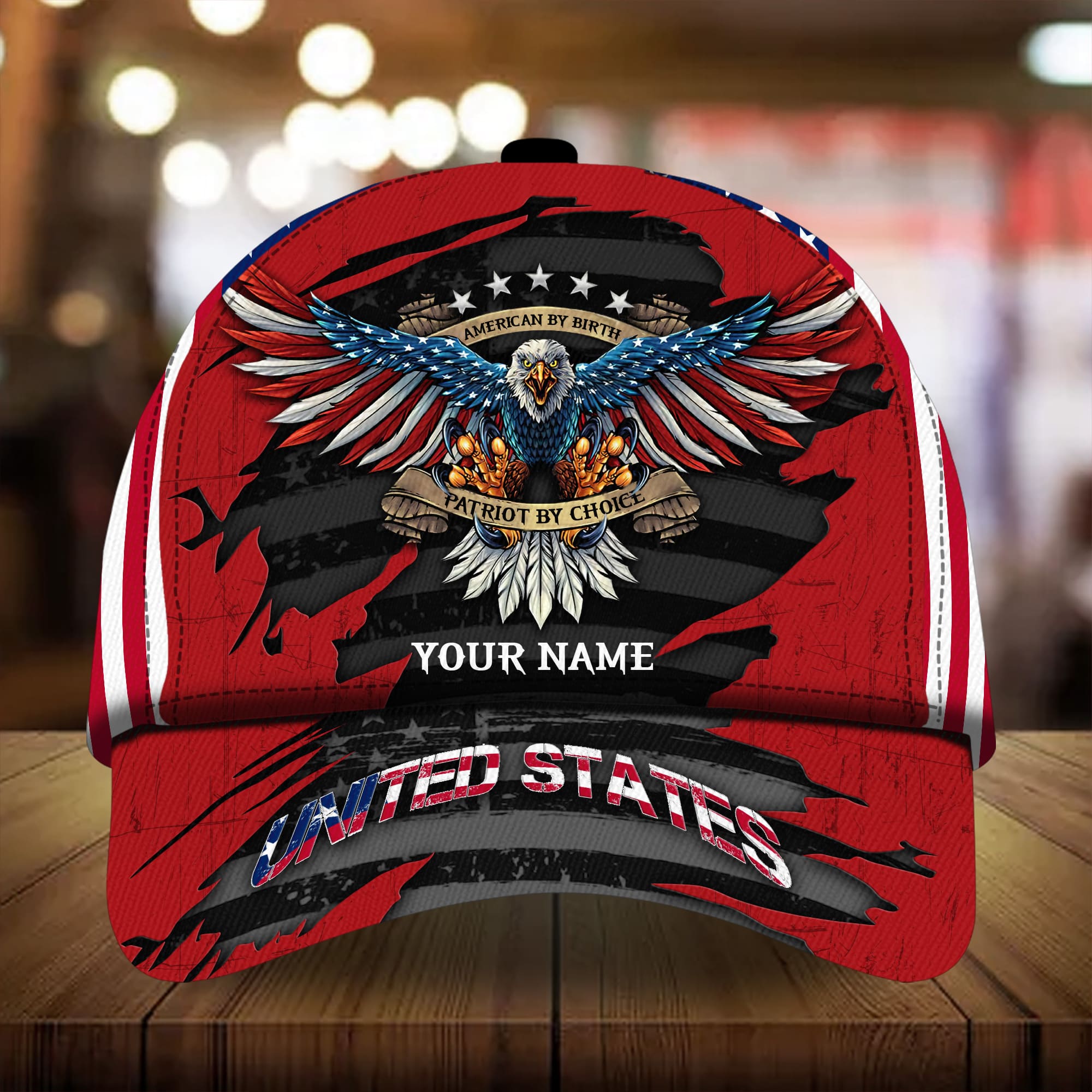 Premium United States Eagle 3D Cap Patriot By Choice Multicolor Personalized