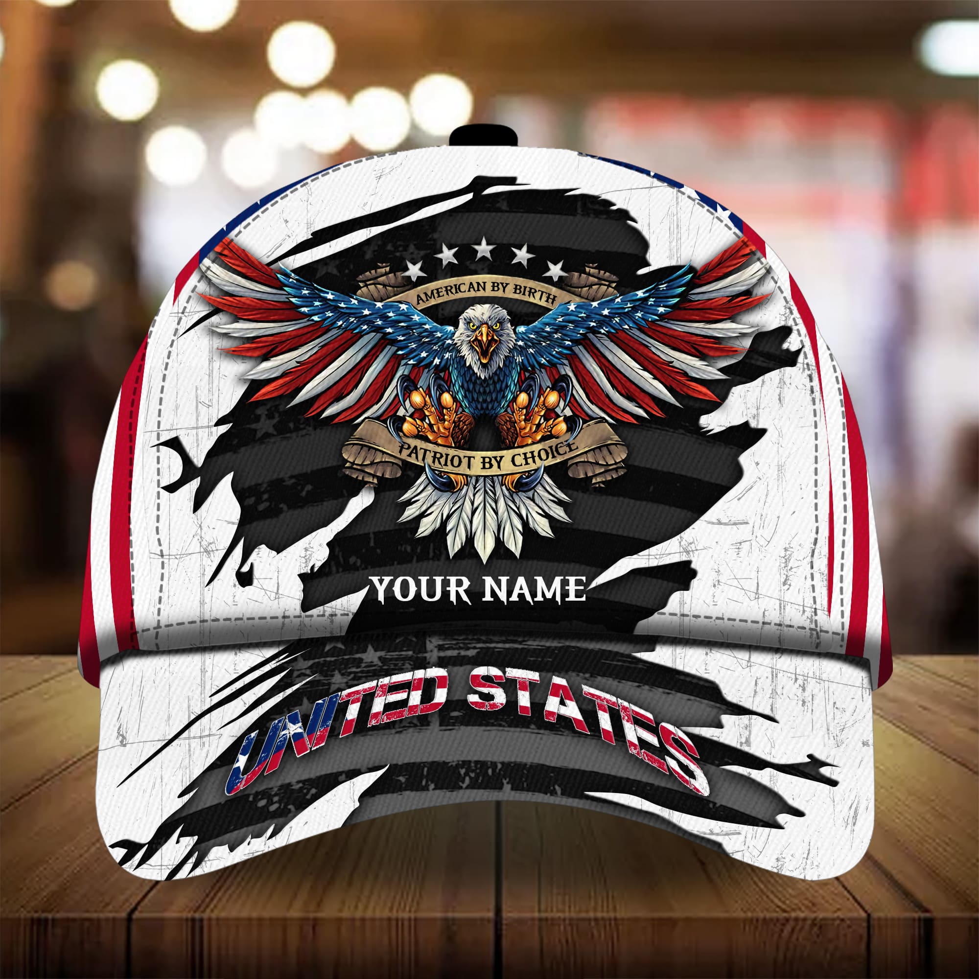 Premium United States Eagle 3D Cap Patriot By Choice Multicolor Personalized