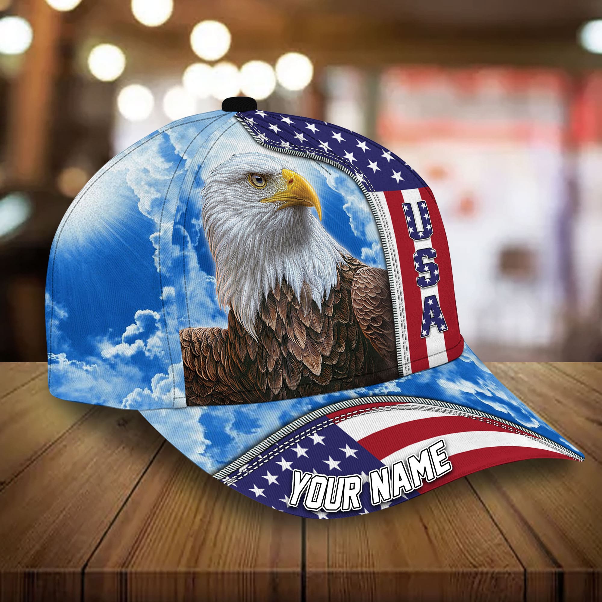 Premium USA Eagle Patriotic 3D Cap United States Sky Hat Personalized